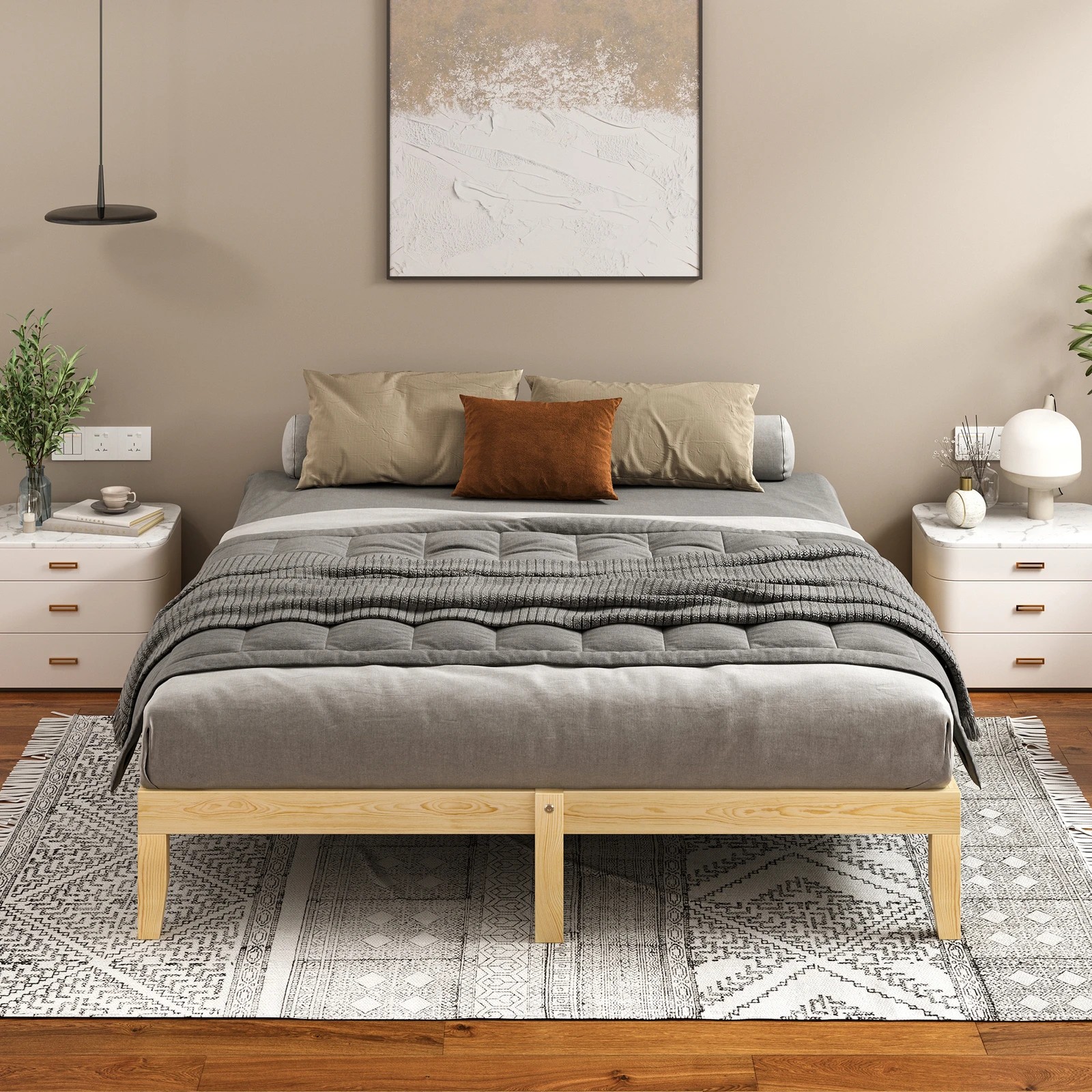 4 Alfordson Bed Frame Wooden Timber King Size Mattress Base Platform Pramod - Natural, 4 of 10