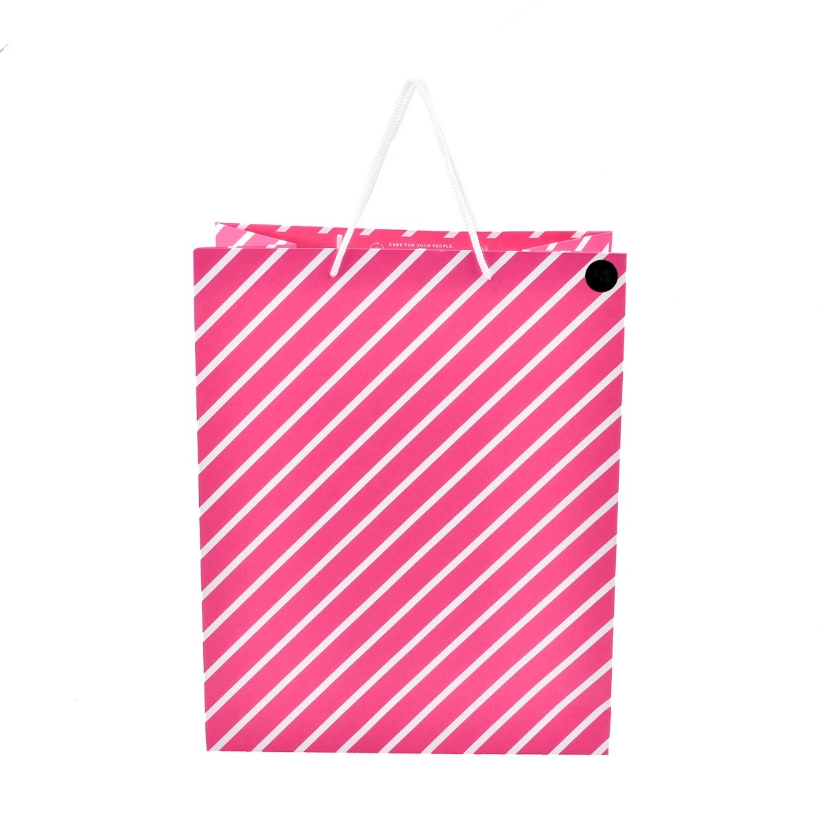 1 Hallmark Pink Diagonal White Stripe Gift Bag - Large, 1 of 3