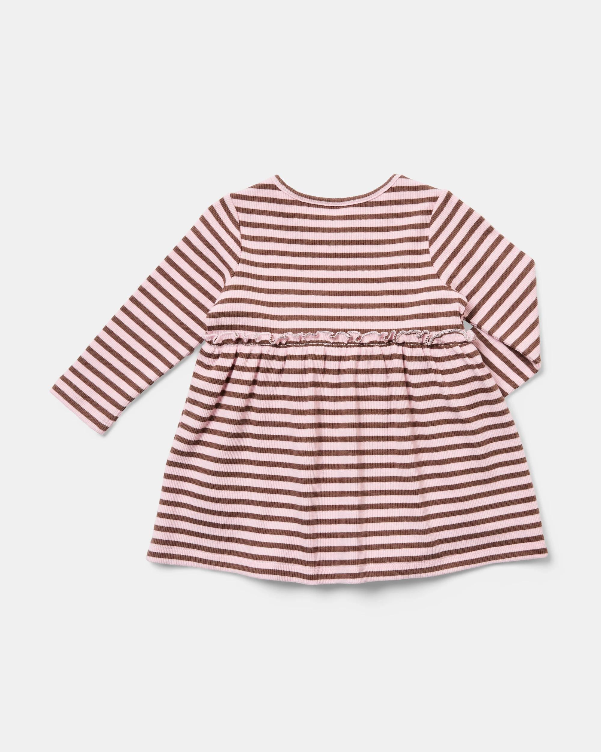 2 Long Sleeve Ribbed Bodysuit Dress Stripe, 2 of 4
