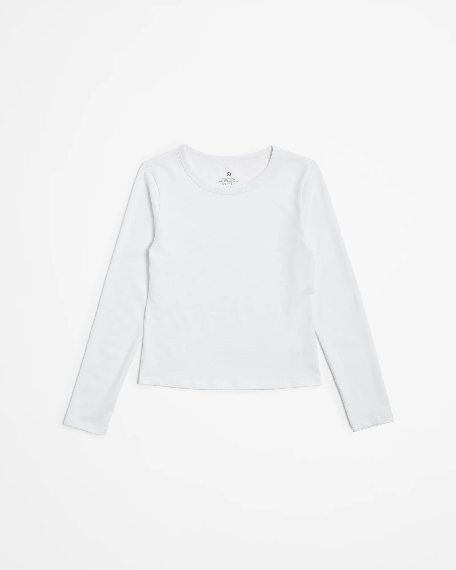4 Target Australian Cotton Long Sleeve Top WHITE, 4 of 5