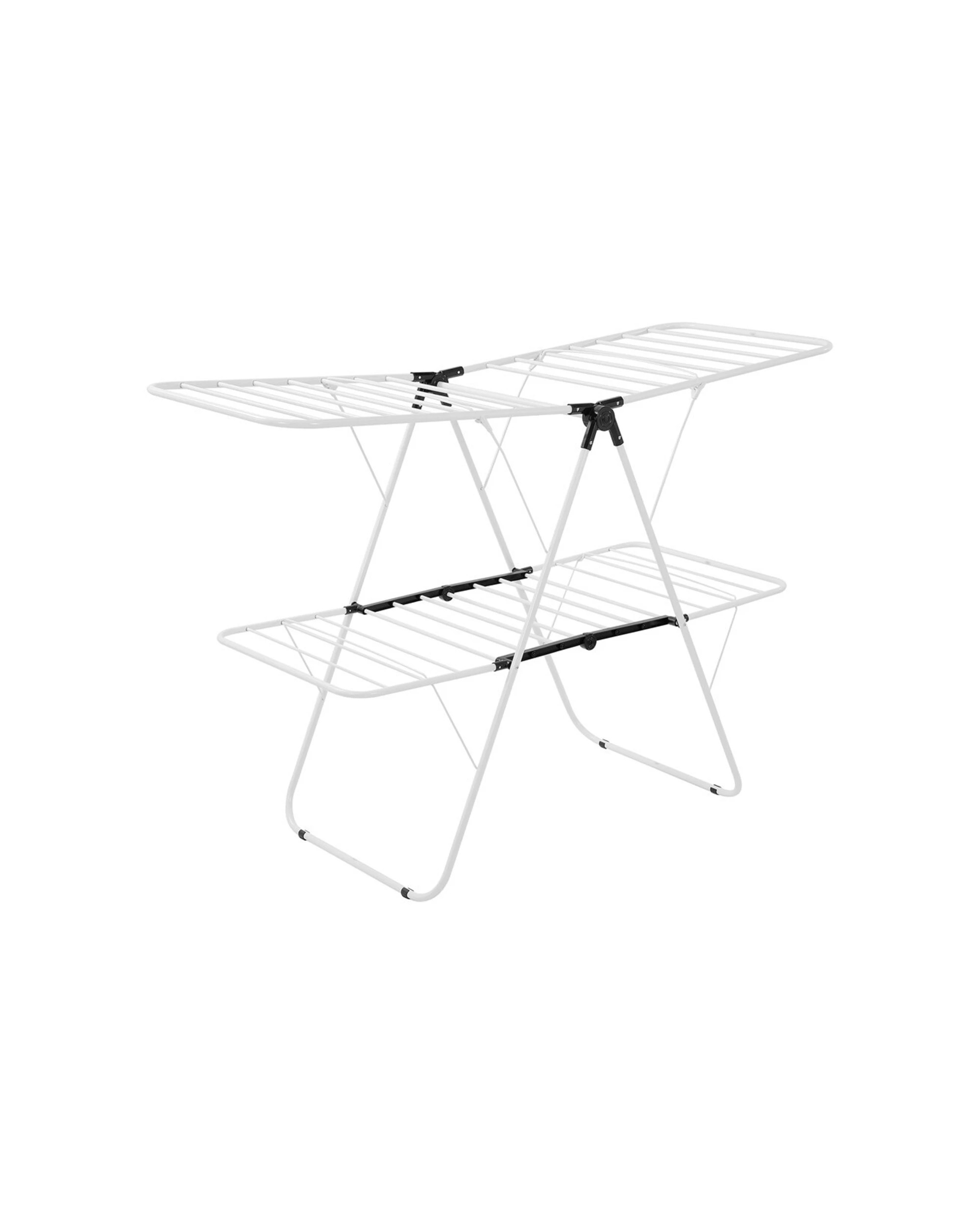 3 Boxsweden 2 Tier Foldable Flat Laundry Clothes Hanging Storage Airer 32 Rails
 - White, 3 of 5