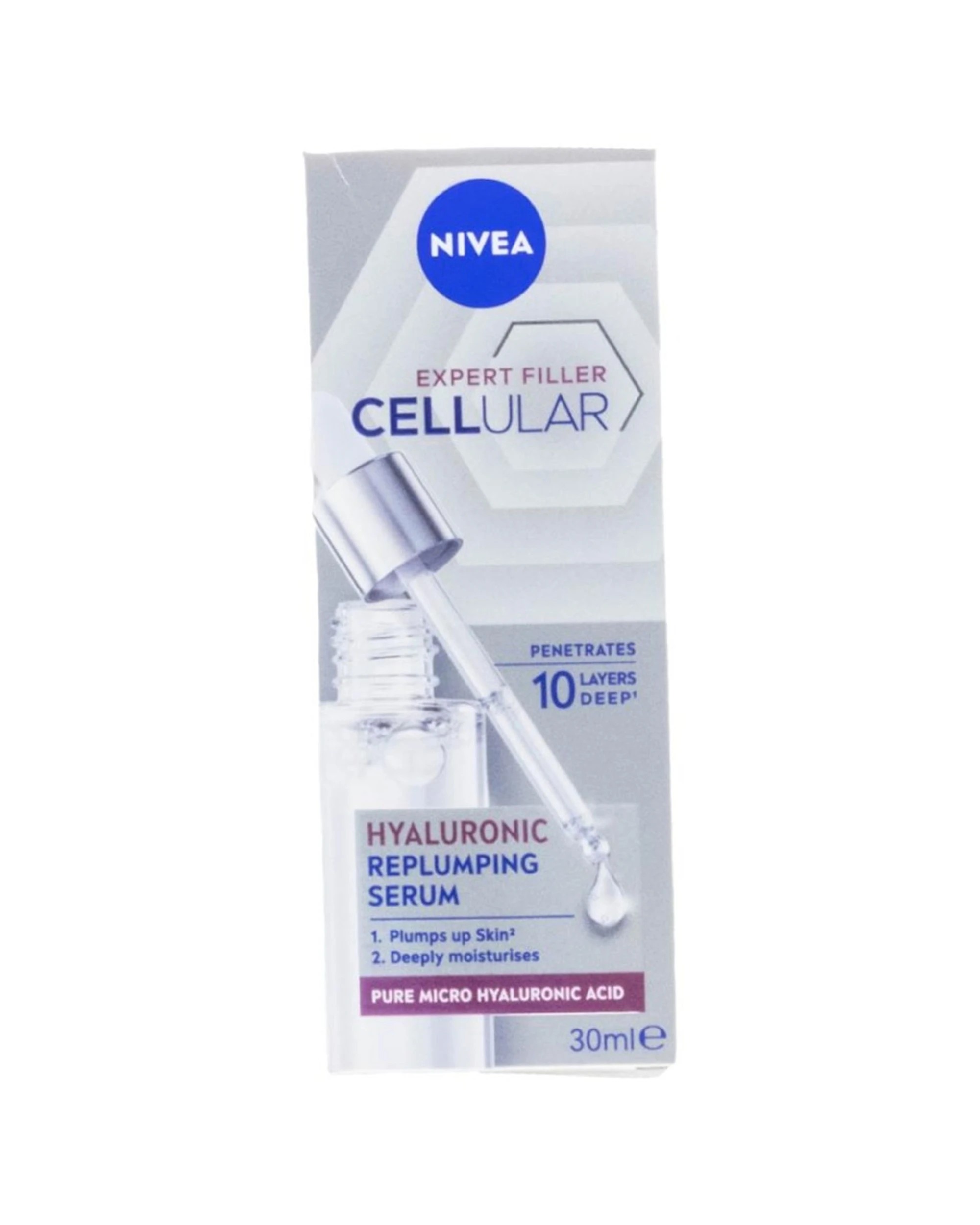 2 Nivea Anti Ageing Hyaluronic Replumping Serum Expert Filler Cellular 3 Pack - Multi, 2 of 4