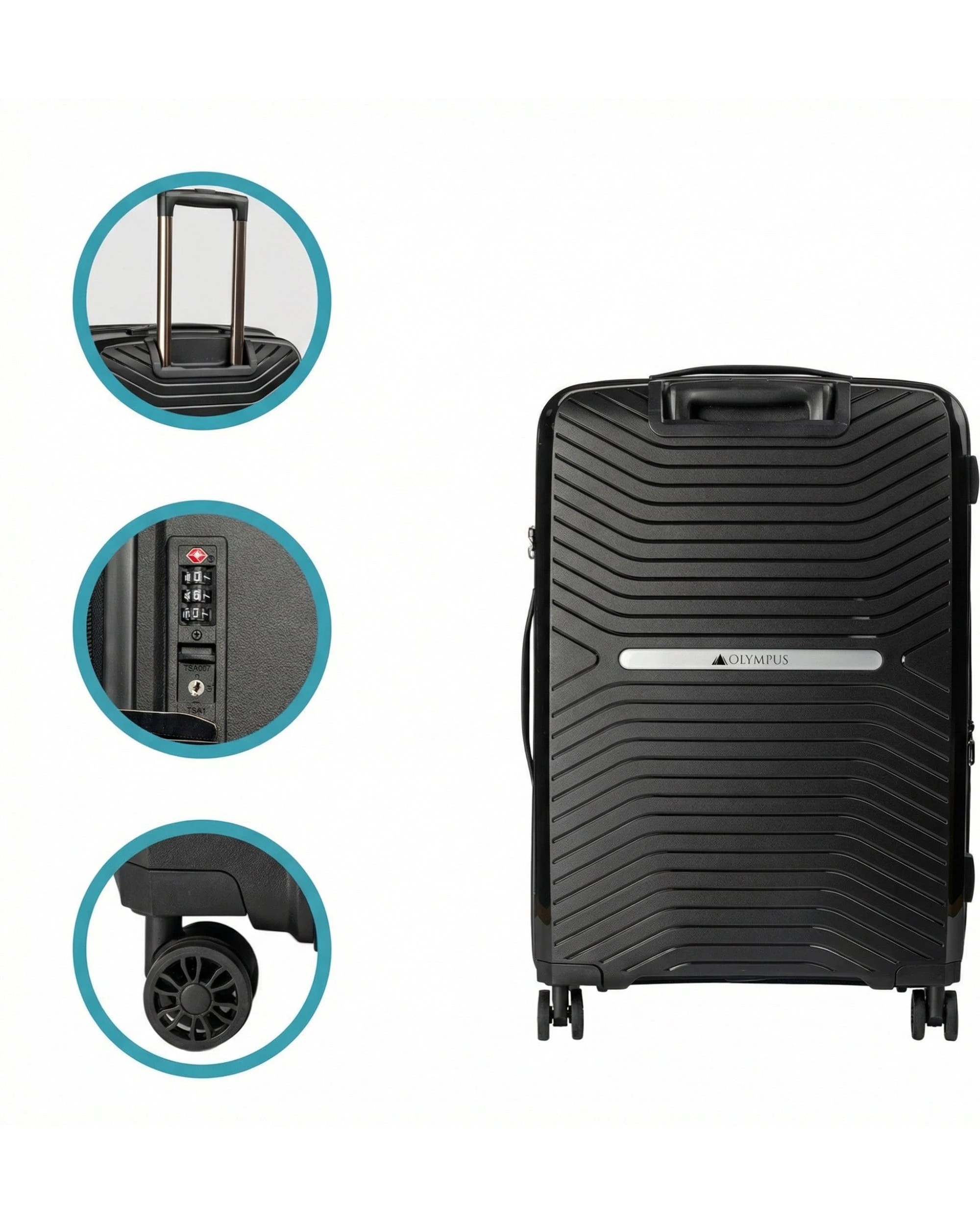 6 Olympus Astra 24in Lightweight Hard Shell Suitcase in Obsidian Black - Black, 6 of 7