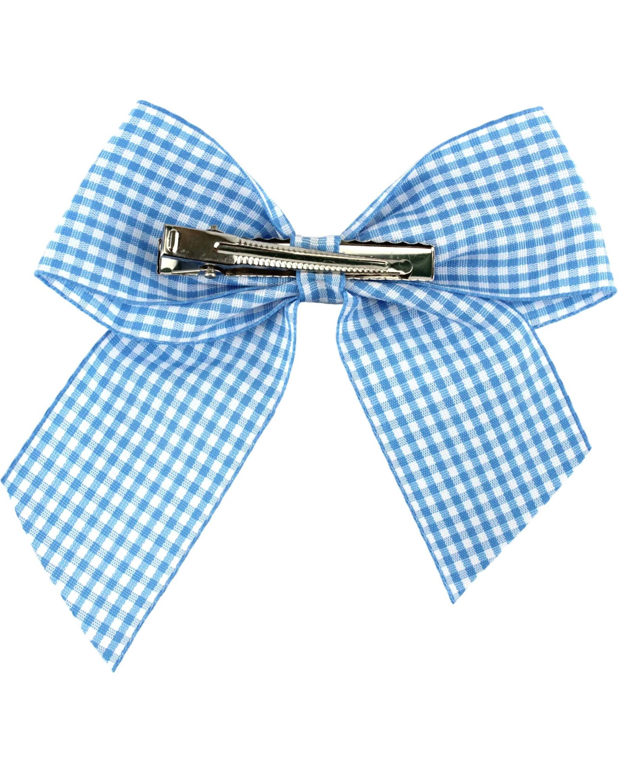 2 JD Party Gingham Checker Bow Hair Clip - One Size - Blue, 2 of 3