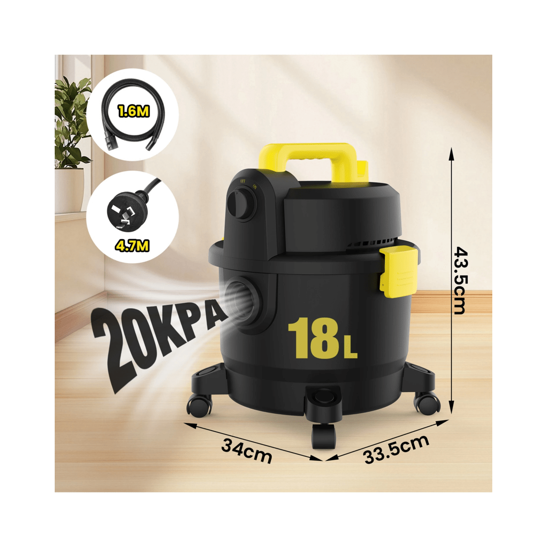 2 Advwin 4 In 1 Wet And Dry Vacuum Cleaner 18l 1000w Black For Pet Hair Dust Liquid, 2 of 7