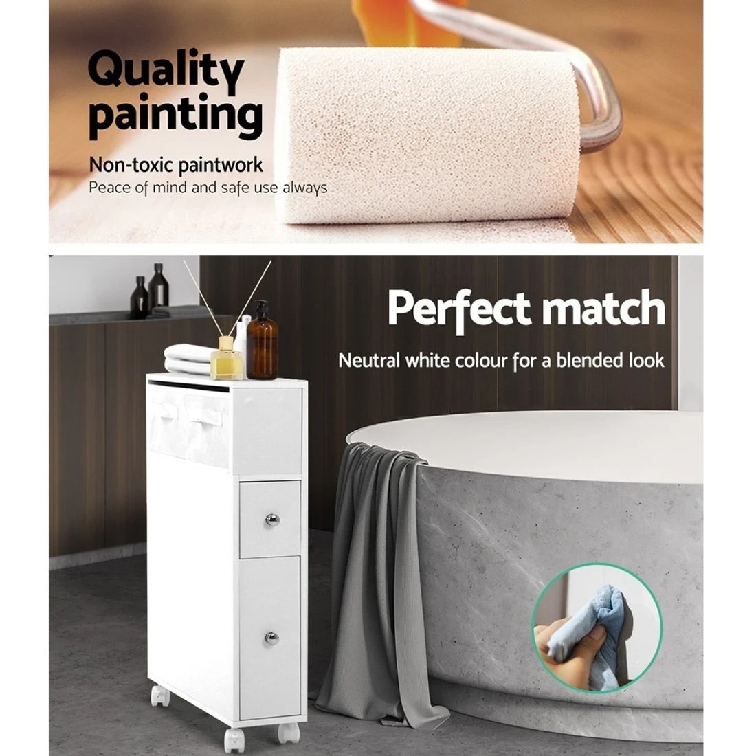 8 Artiss Bathroom Cabinet Storage Toilet Organiser - White, 8 of 8