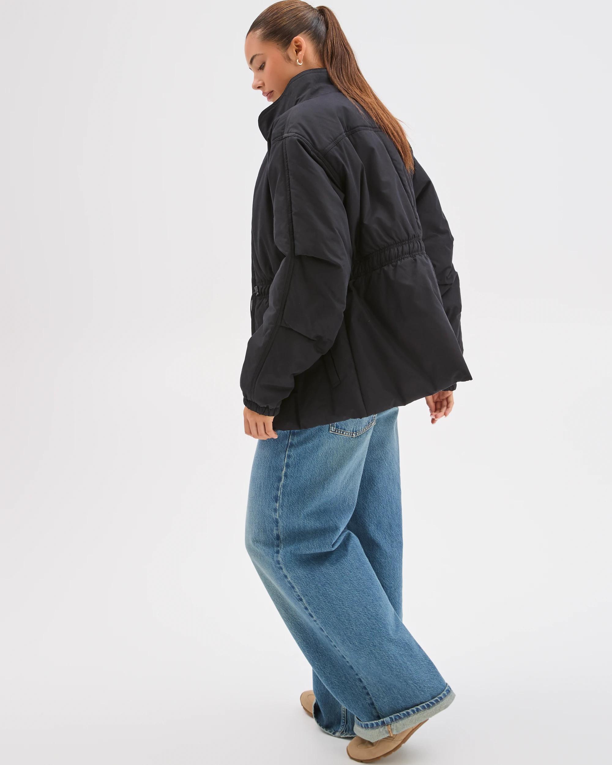 8 Lily Loves Australian Cotton Blend Cinched Puffer Jacket BLACK, 8 of 8