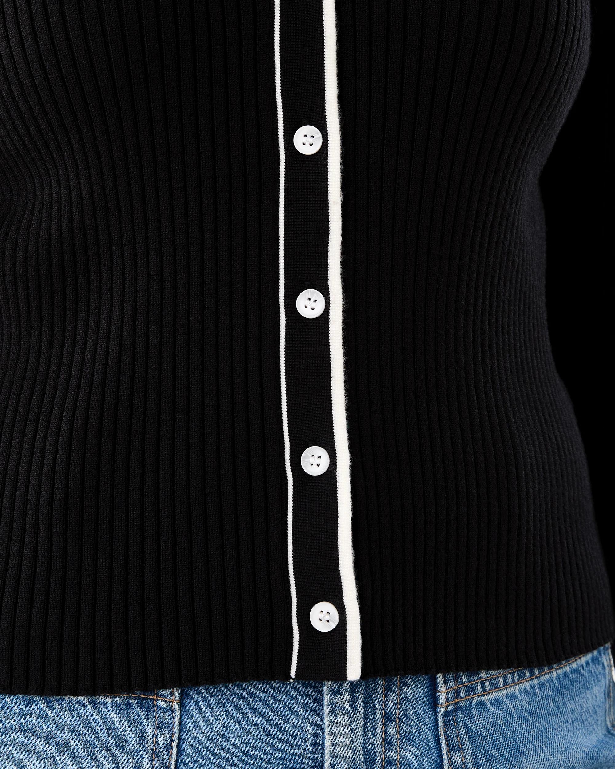 6 Long Sleeve Tipped Polo Top Black, 6 of 7