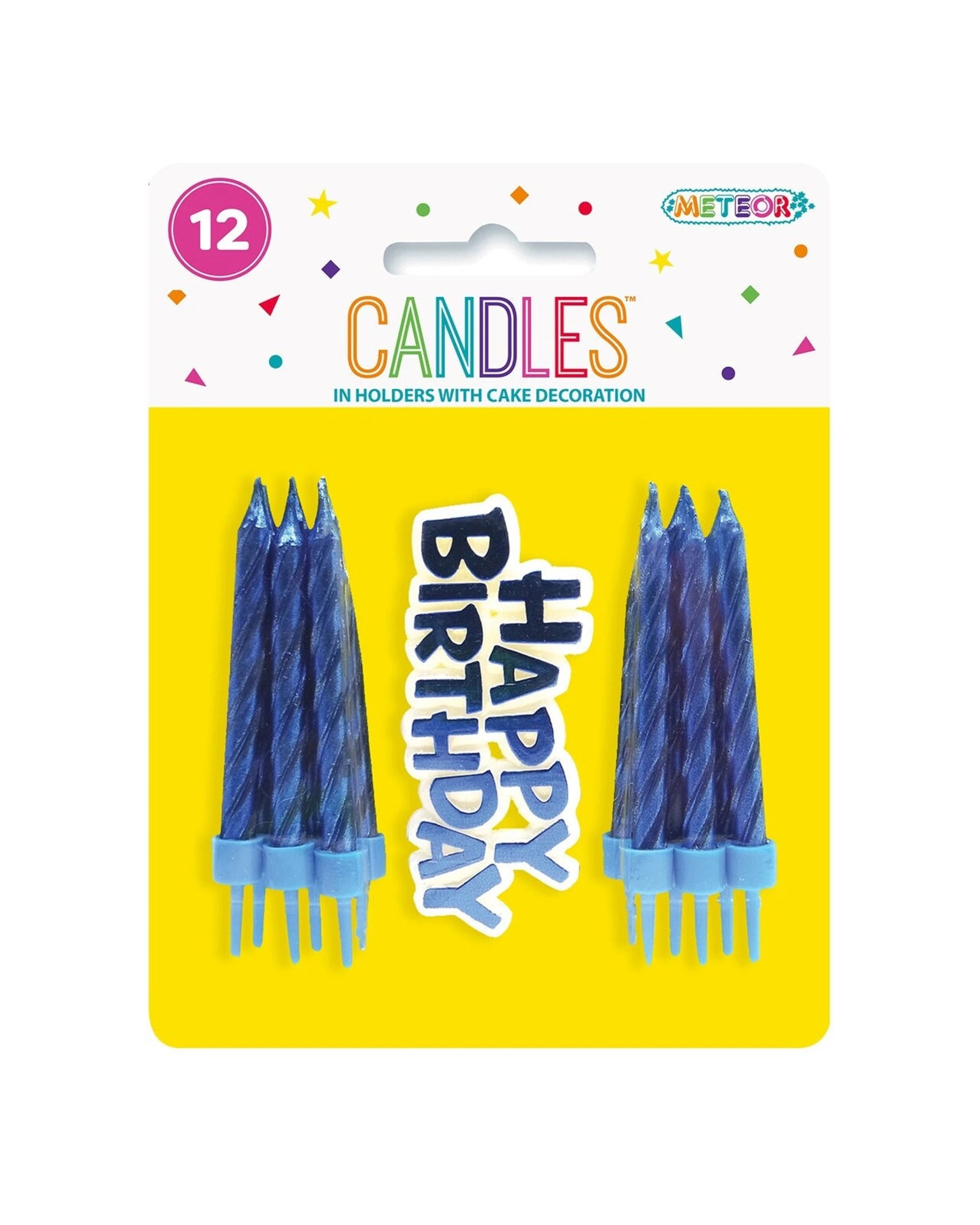 1 Meteor Party 12pc Candles With Cake Decoration Topper - Blue, 1 of 1