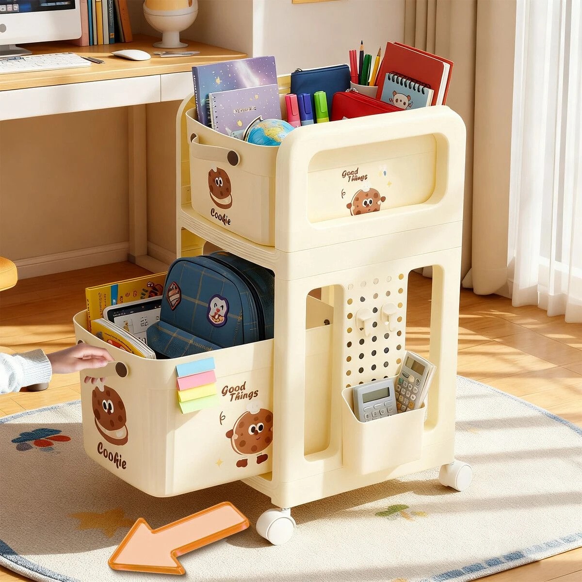 3 Ausway Kids Bookshelf Toy Storage Box Drawers Shelf Rack Utility Cart, 3 of 7