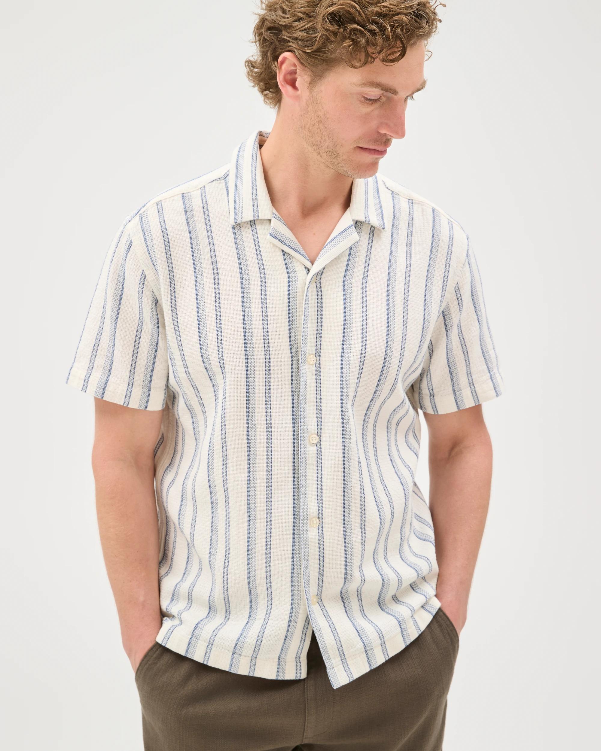 5 Target Man Australian Cotton Short Sleeve Textured Stripe Shirt COBALT BLUE, 5 of 7