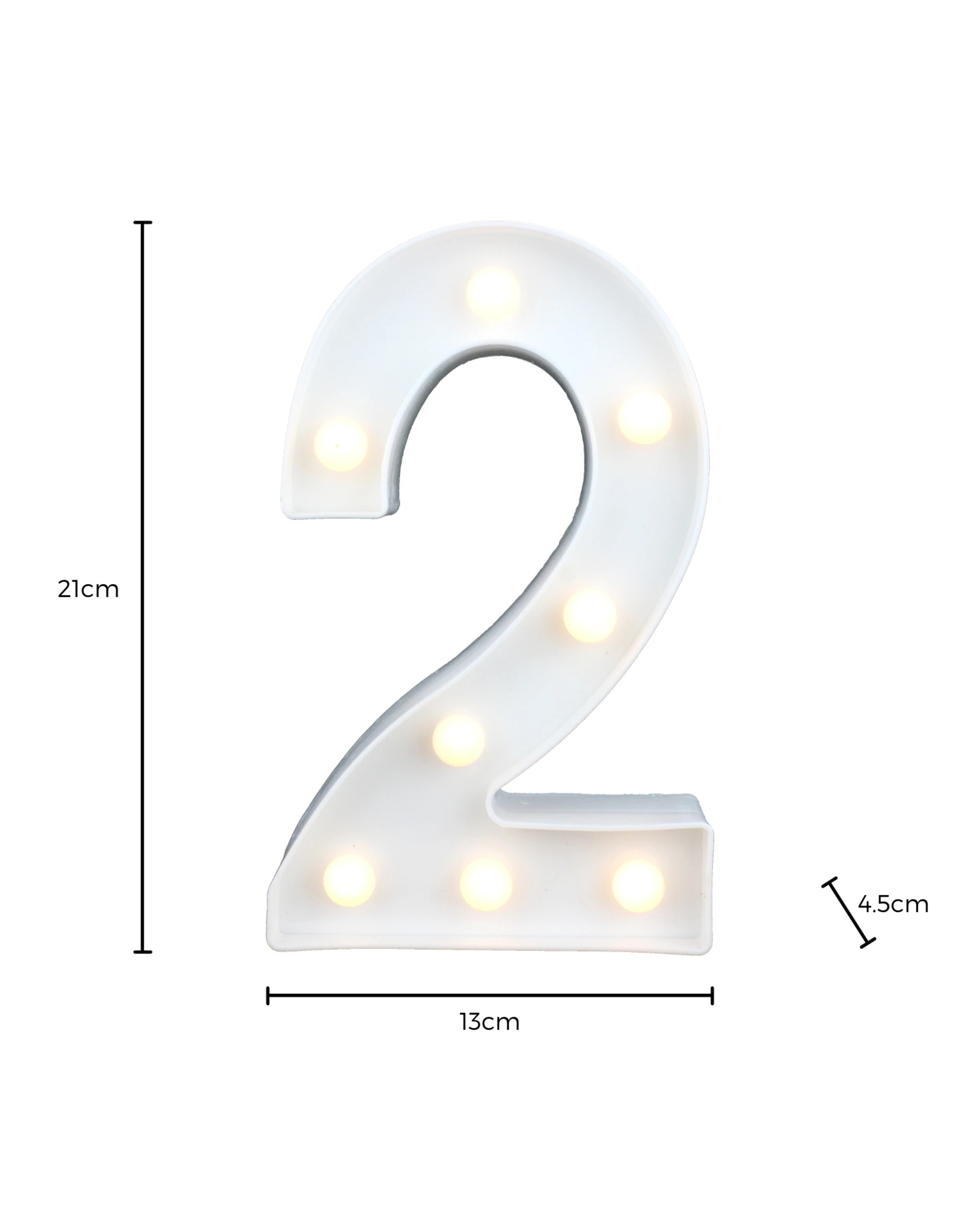 3 Partyrama LED Light Up Number 2 White, 3 of 3