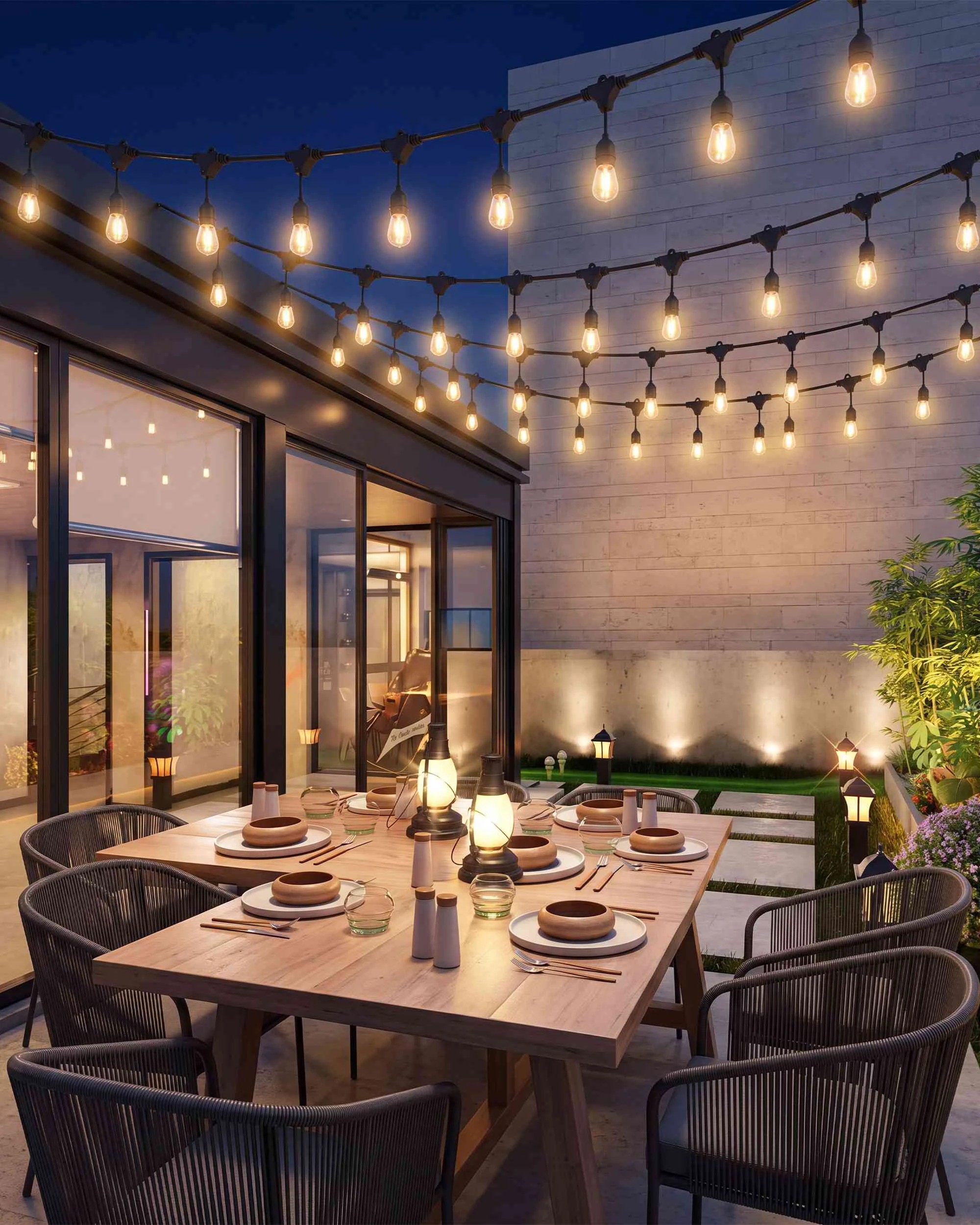 5 ZUNI 30M Solar Festoon Lights Outdoor Garden w/ 30+8 Shatterproof Bulbs, 5 of 8
