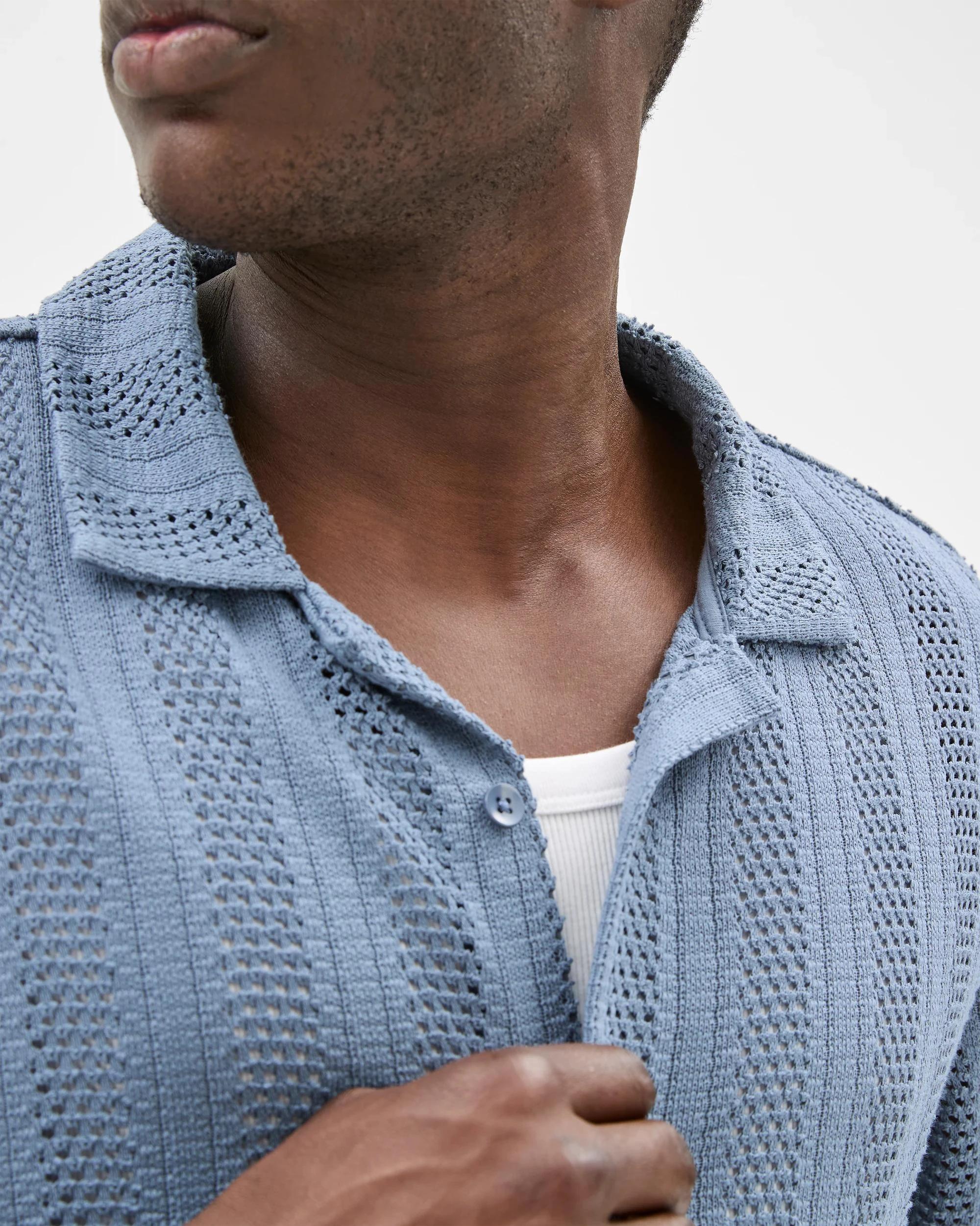 5 Australian Cotton Blend Knit Resort Shirt - Commons BLUE, 5 of 6