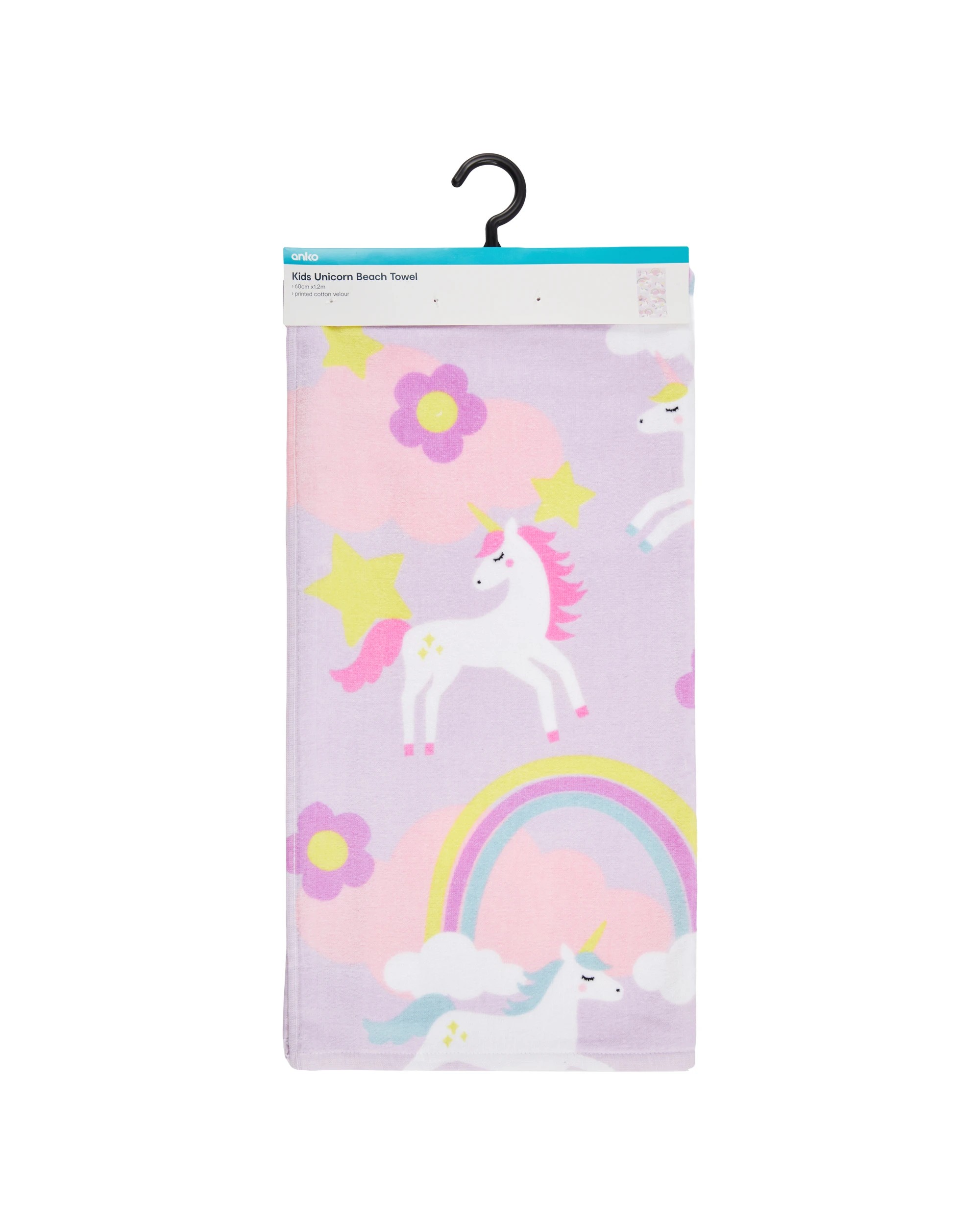 6 Cotton Velour Kids Beach Towel - Unicorn, 6 of 6