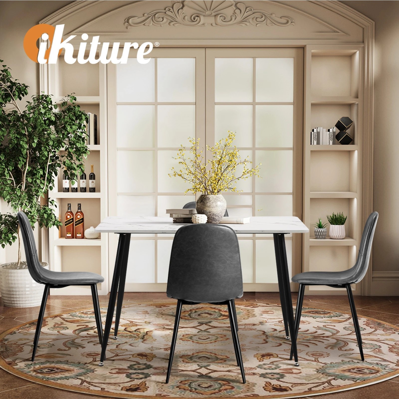 6 Oikiture 120cm Rectangle Dining Table With 4pcs Dining Chairs Pu
 - Multi, 6 of 10