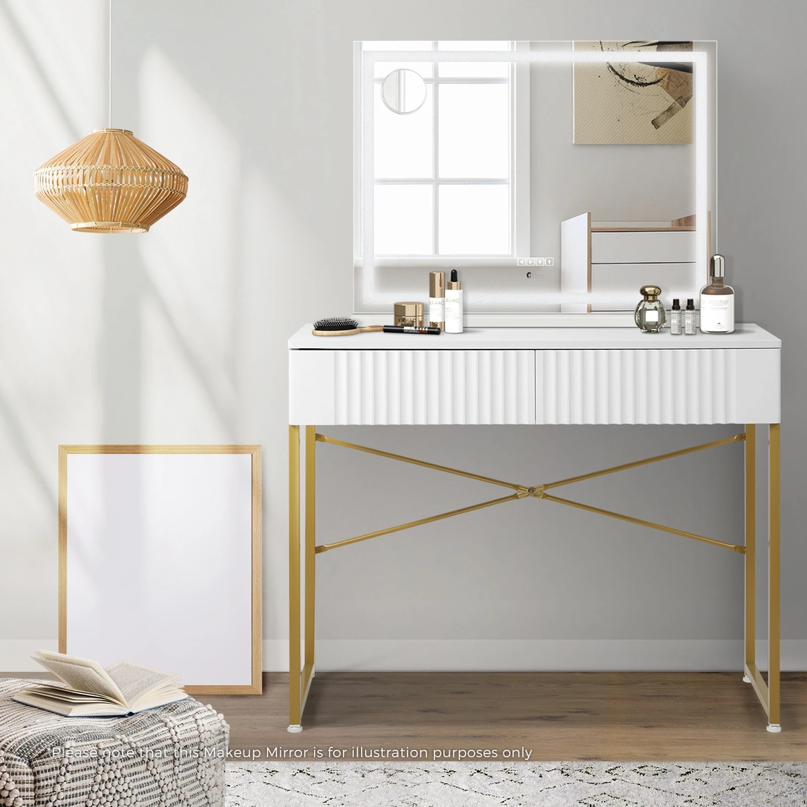 3 Oikiture Dressing Table Vanity Makeup Desk 2 Drawers
 - Multi, 3 of 9