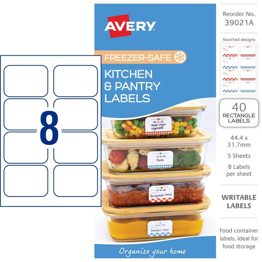 2 Avery 8UP Freezer-Safe Kitchen Labels Gingham 5 Sheets, 2 of 6