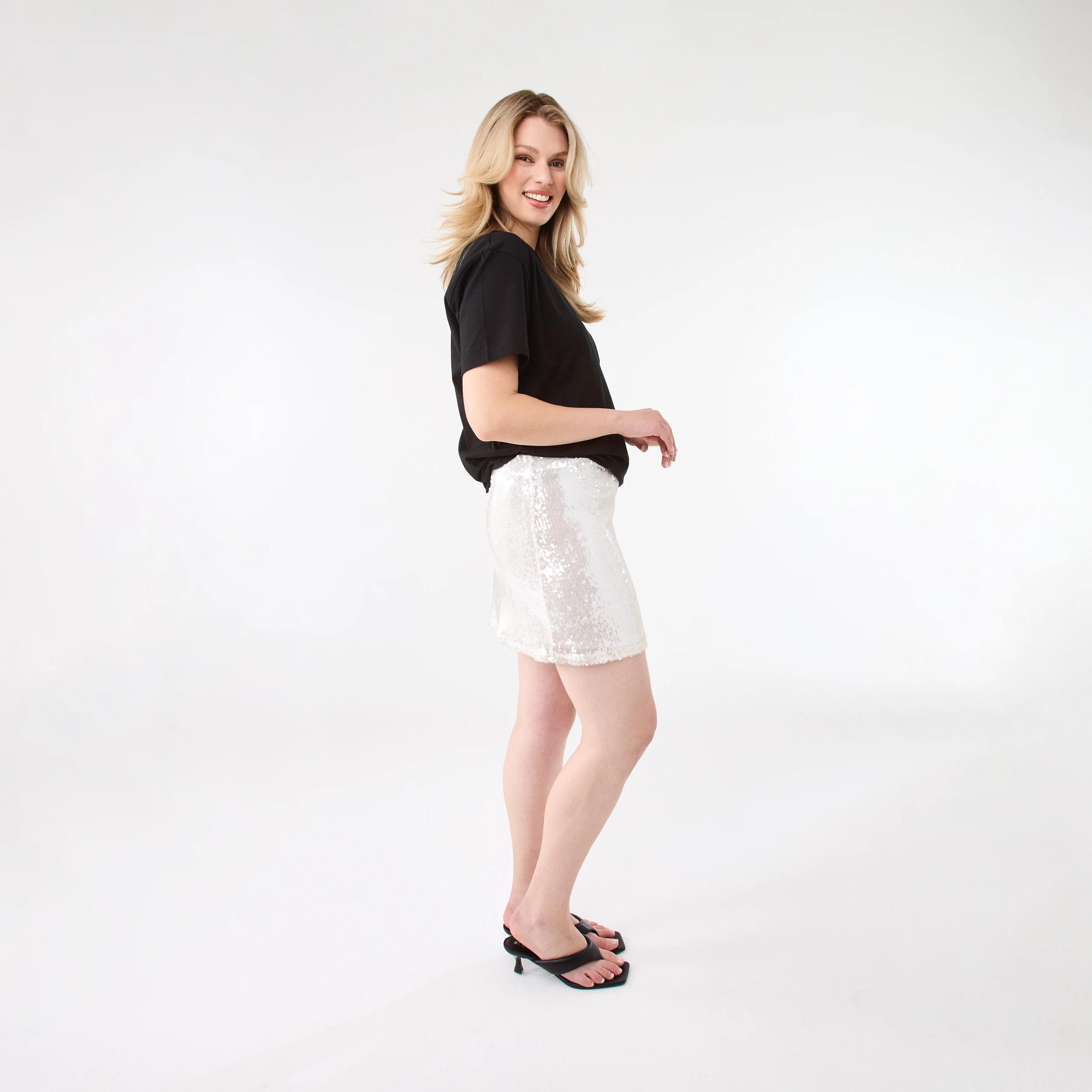 3 Sequin Mini Skirt White, 3 of 6