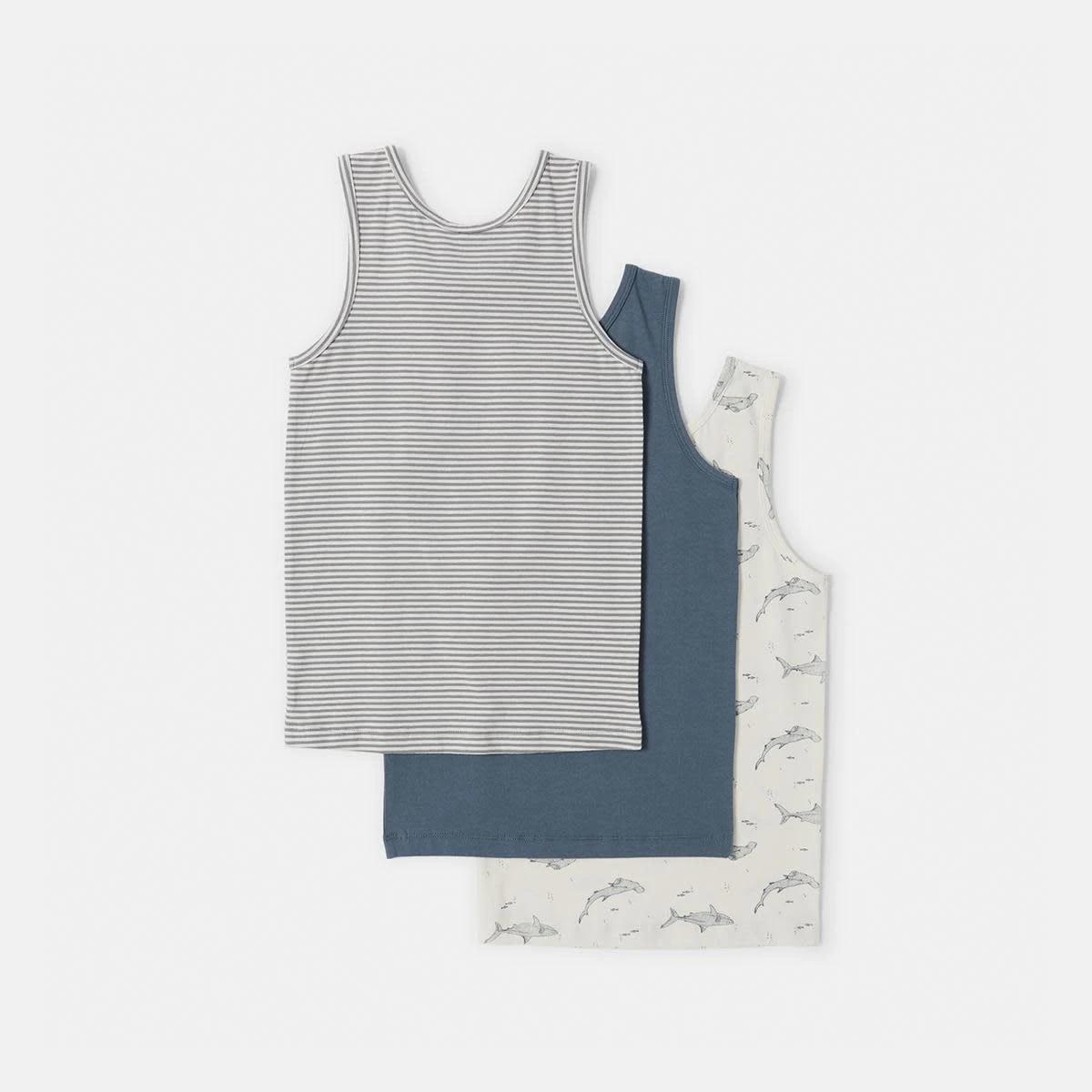 2 3 Pack Super Soft Singlets Shark, 2 of 6