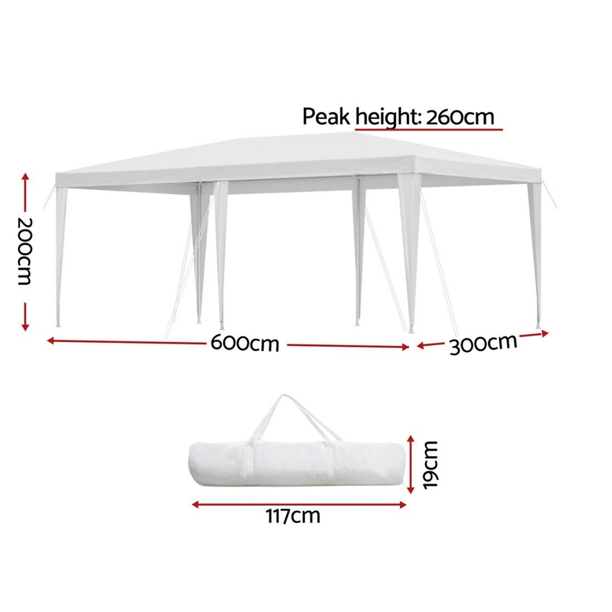 3 Instahut Gazebo  Wedding Party Marquee Tent Outdoor Event Camping Canopy Shade - White, 3 of 6
