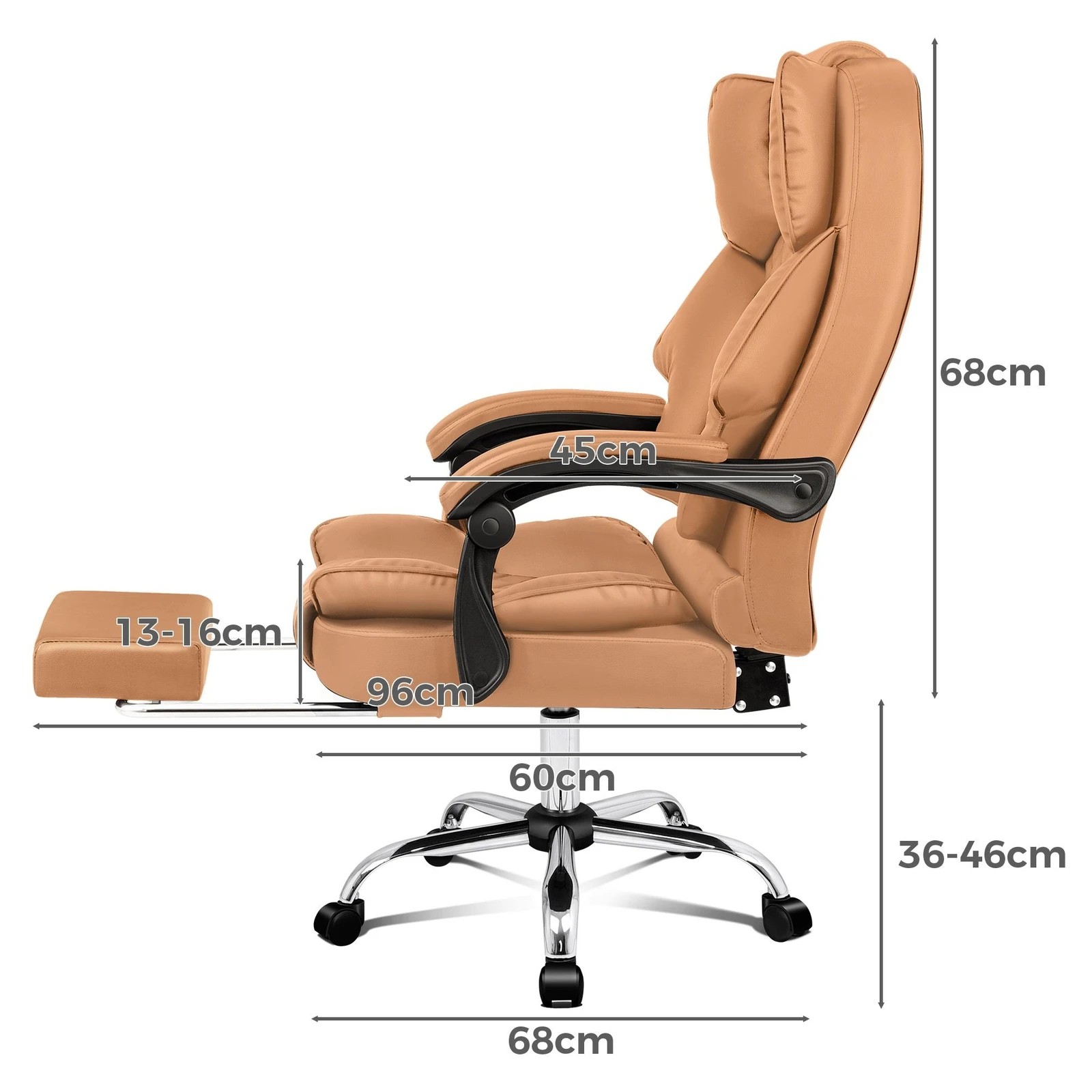 3 Alfordson Massage Office Chair Executive Heated Seat Computer Racing Recliner - Brown, 3 of 10