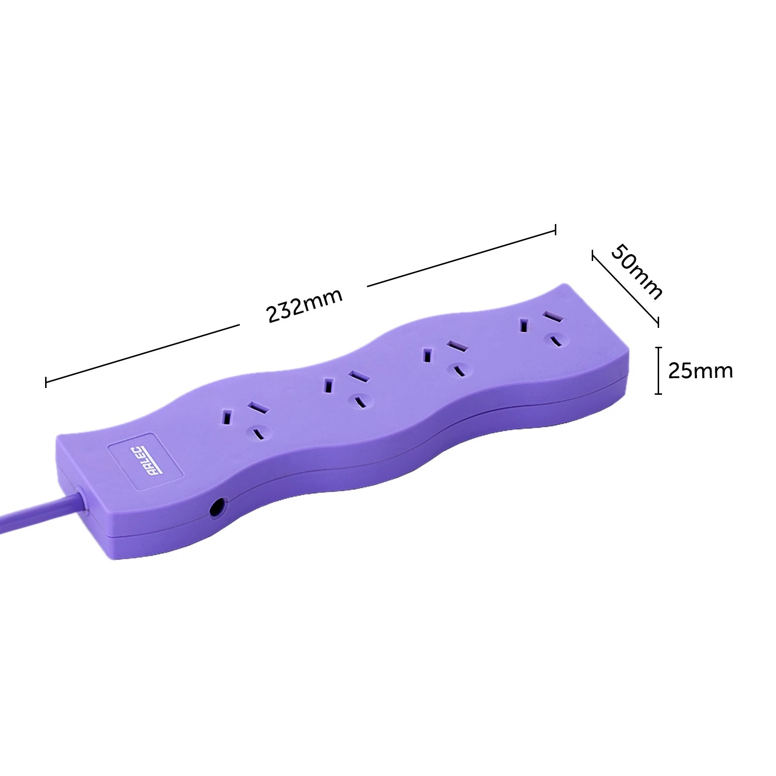 4 Arlec 4 Outlet Zig Zag Overload Protected Powerboard - Lilac - Purple, 4 of 4