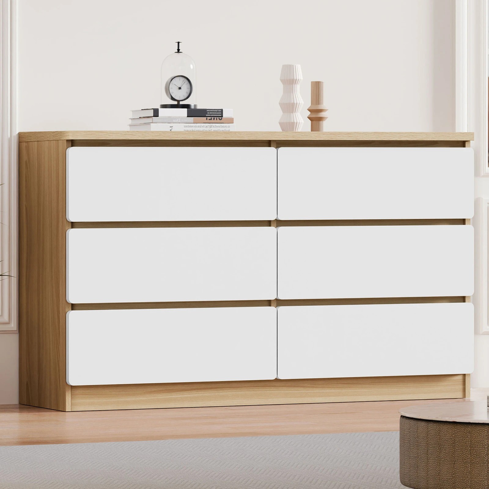 8 Alfordson 6 Chest of Drawers Minimalist Storage Cabinet Dresser - Oak, 8 of 10