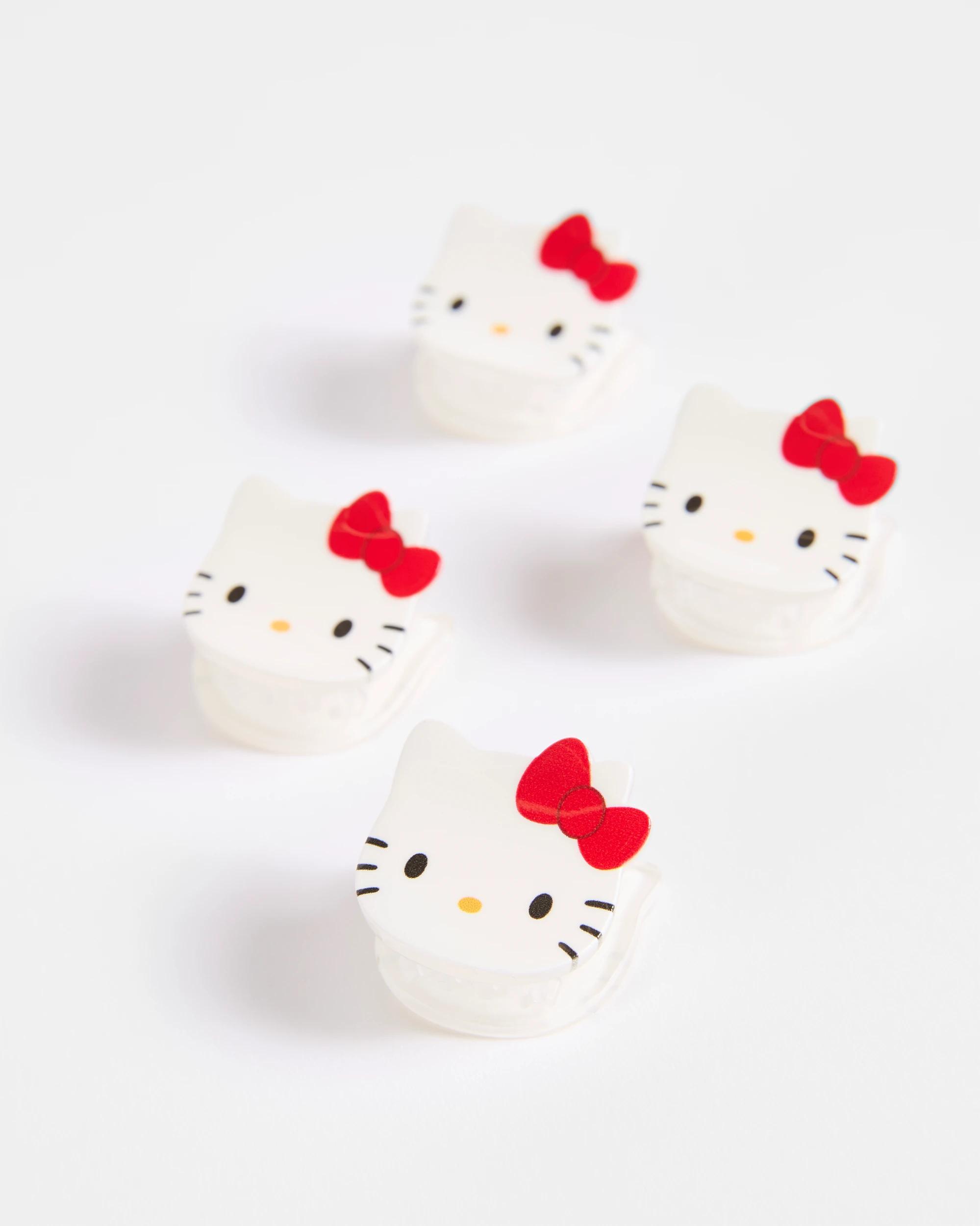 2 Kids Licensed Hello Kitty 4 Pack Mini Claw Clips WHITE, 2 of 3