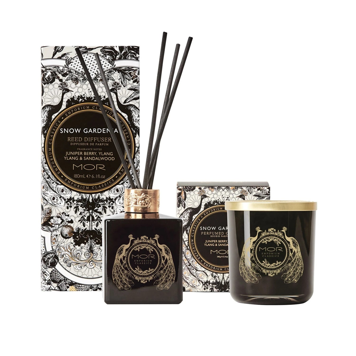 1 MOR Emporium Classics Snow Gardenia Candle and Reed Diffuser Set - White, 1 of 3
