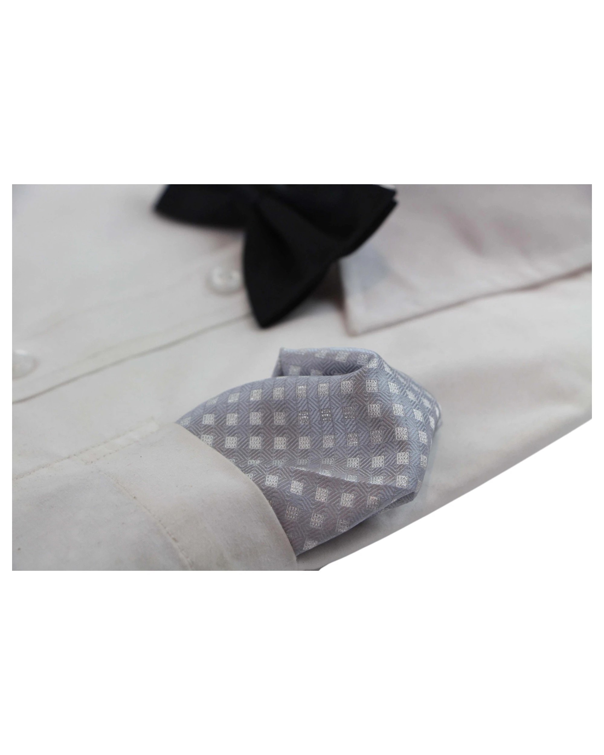 3 Zasel Mens Silver Striped Square Silk Pocket Square - Multi - Multi, 3 of 4