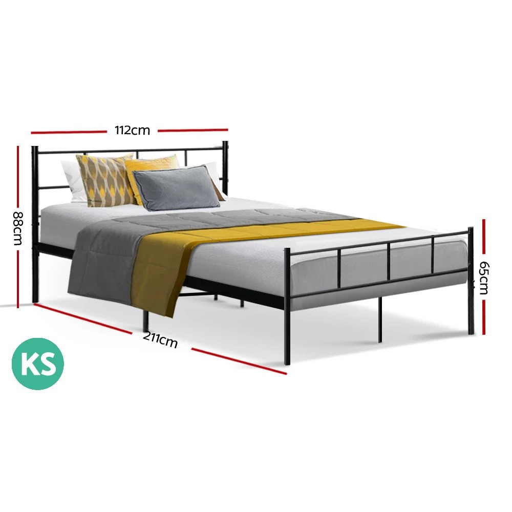 2 Artiss Bed Frame King Single Metal Bed Frames SOL - Black, 2 of 8