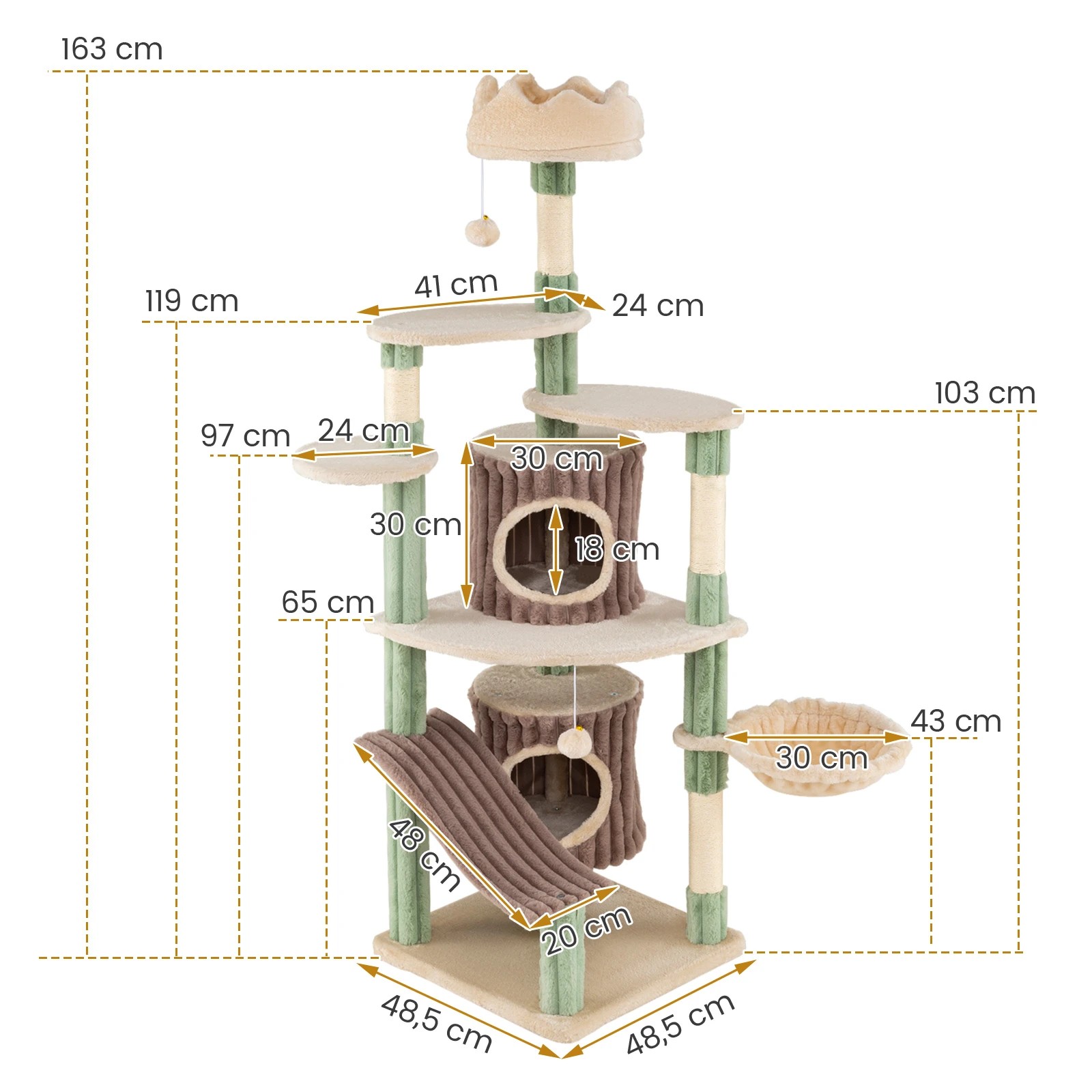 2 Costway 163cm Indoor Cat Tree w/2 Condos Versatile Pet Furniture Activity Center, 2 of 5
