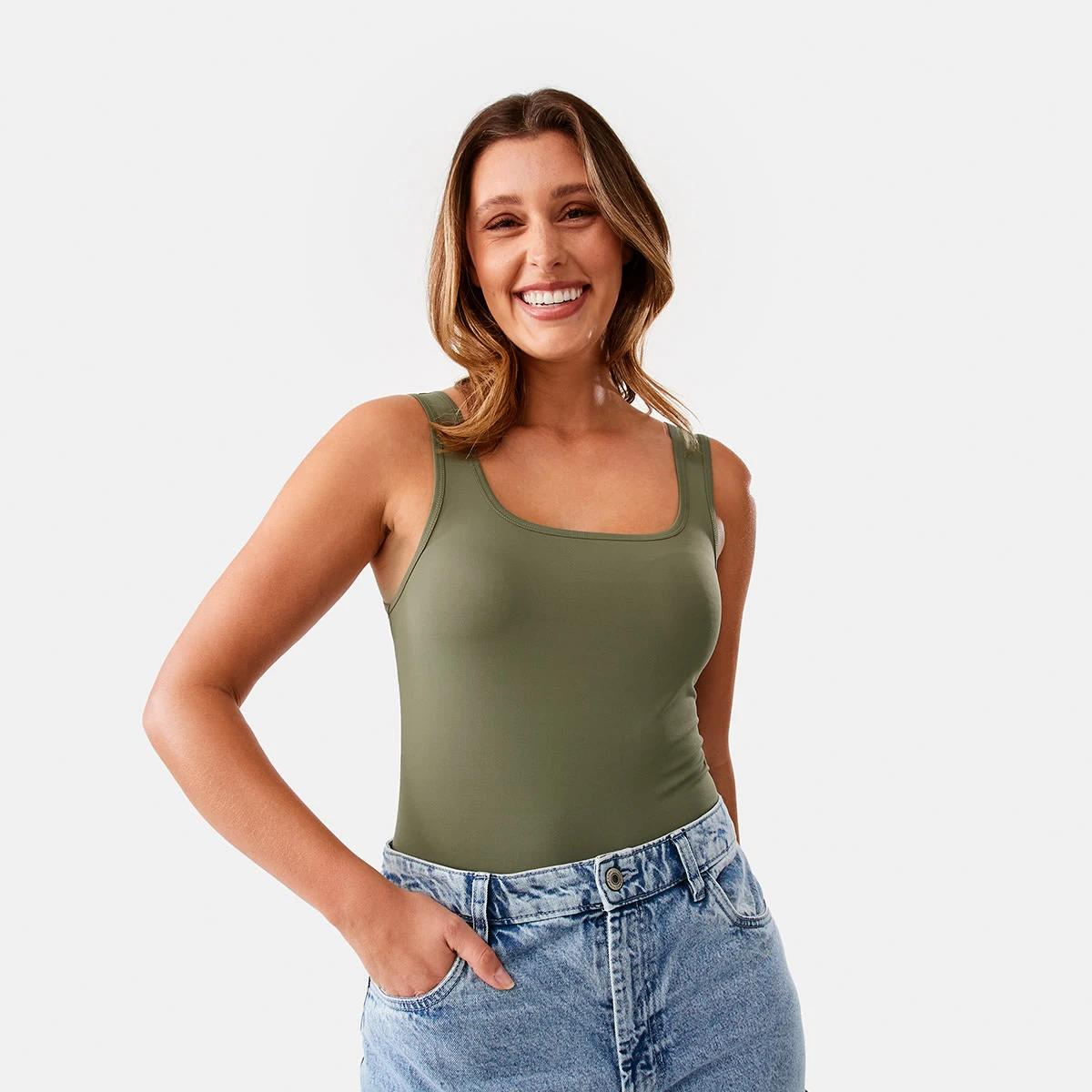 1 Sleeveless Luxe Tank Pale Khaki, 1 of 7