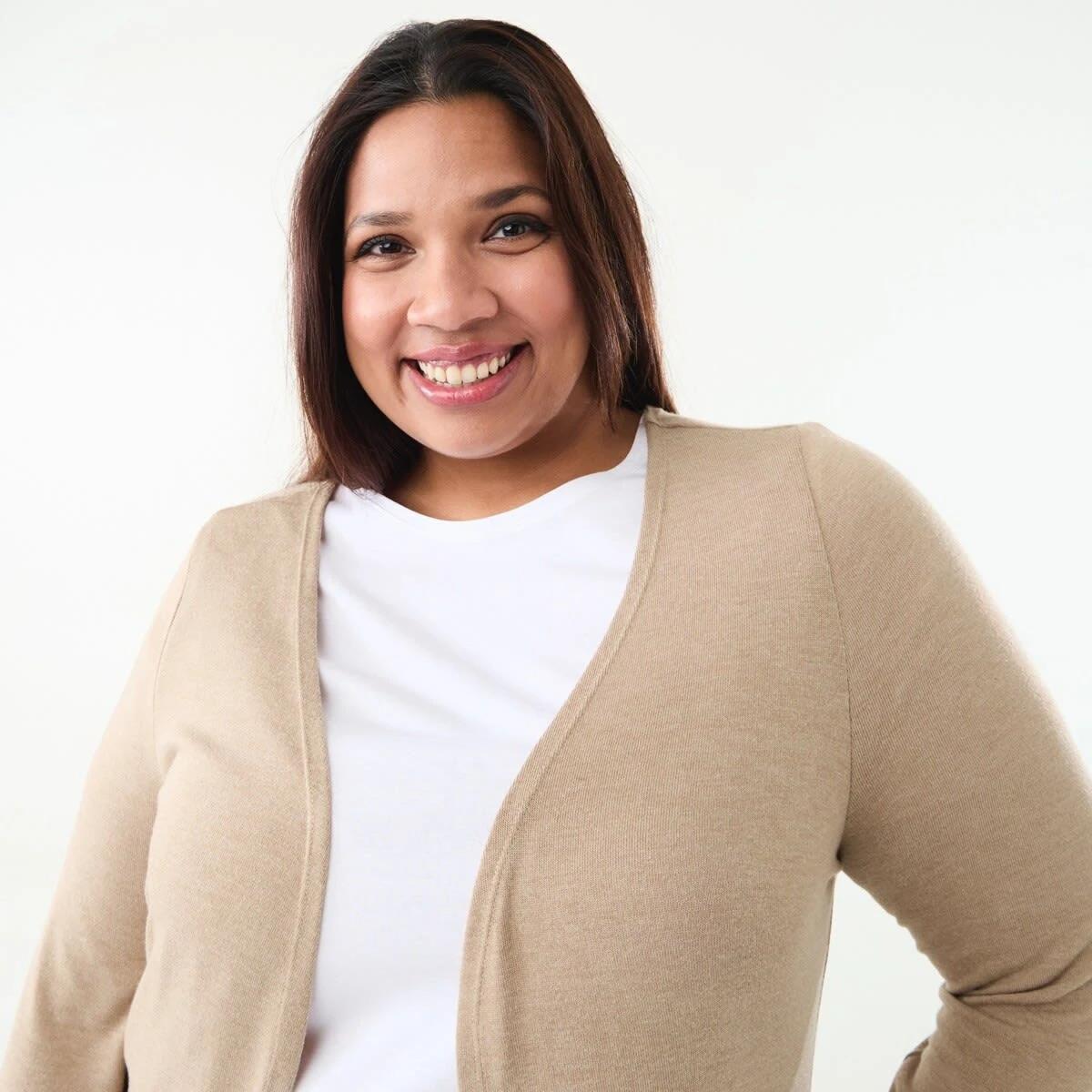 4 Curve Longline Pocket Cardigan Sandstone, 4 of 6