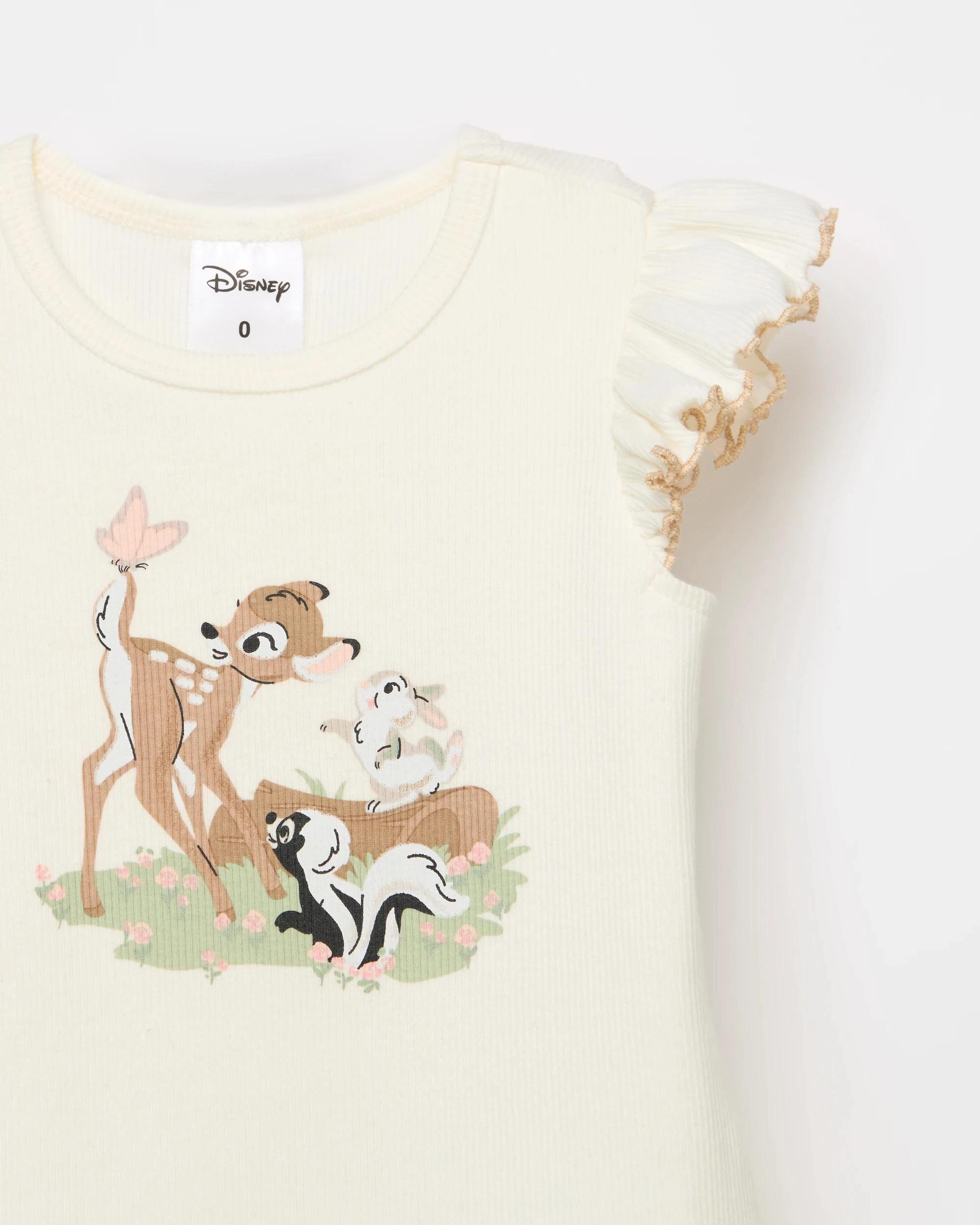 2 Baby Disney Organic Cotton Rib Bodysuit and Shorts 2 Piece Set BAMBI, 2 of 3