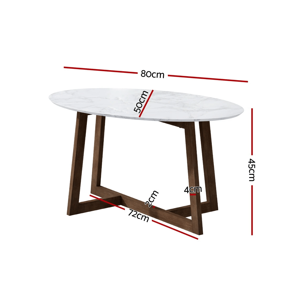 2 Artiss Coffee Table Oval Marble Effect - Brown, 2 of 6