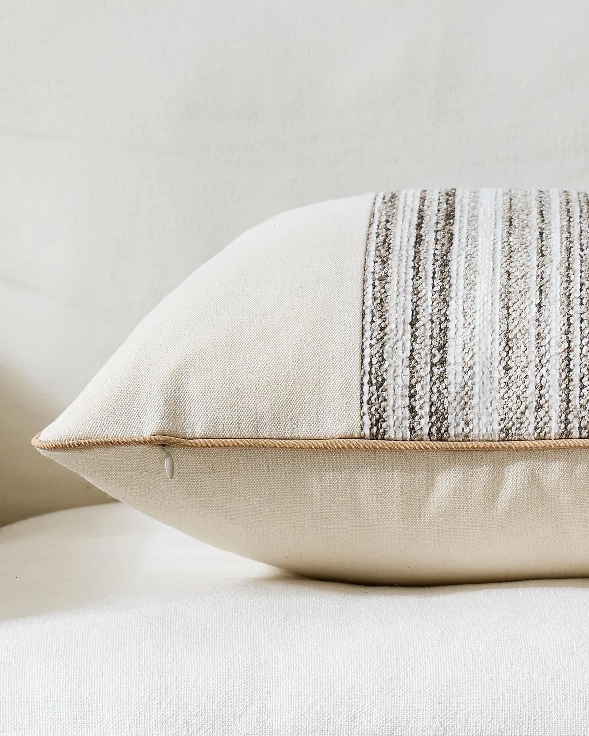 3 Gioia Casa 2-Pack Wabi Stripe Cushion Covers 45cm x 45cm - Oatmeal, 3 of 3