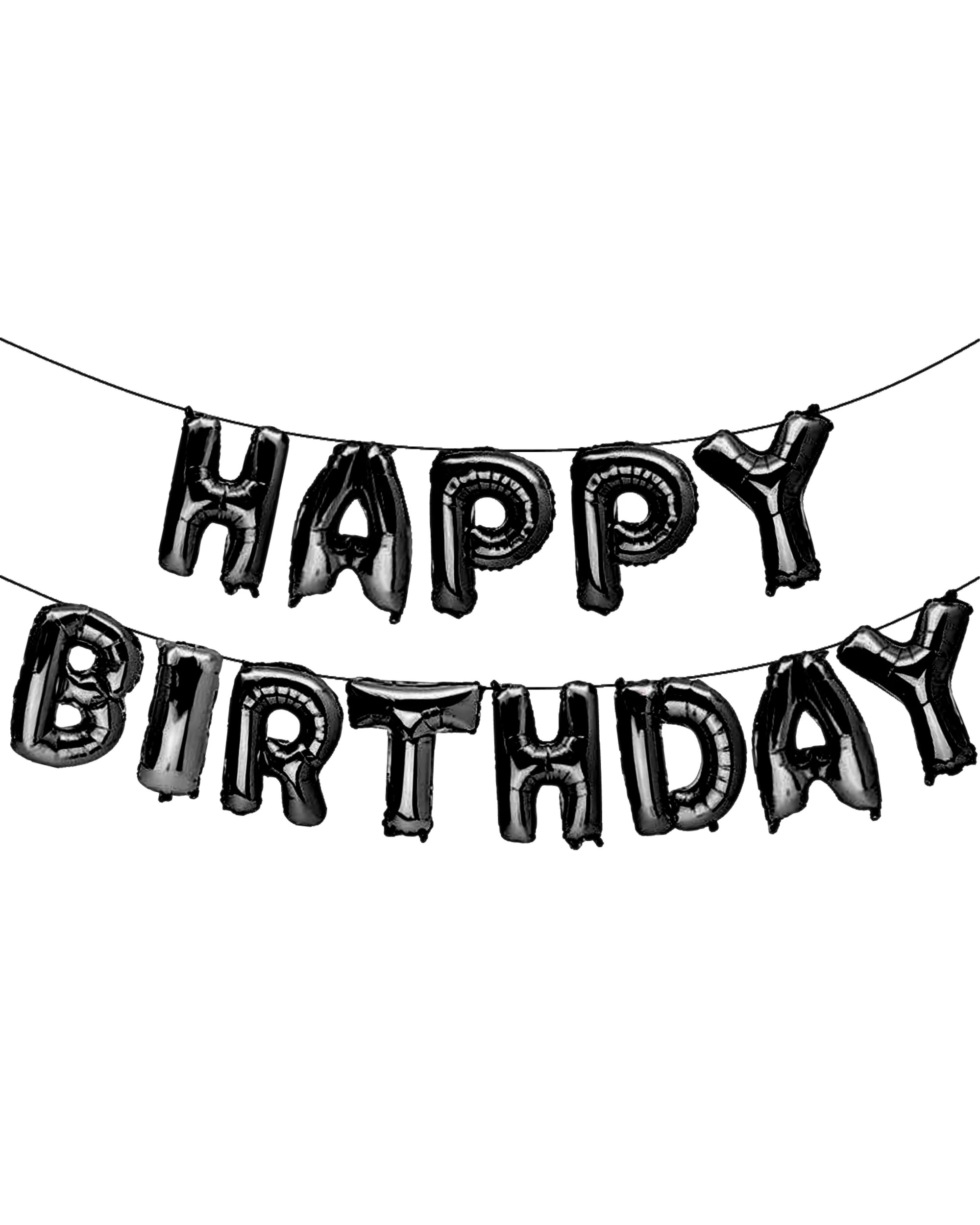 1 Partyrama Black Happy Birthday Foil Letter Balloon Banner Air Fill - Black, 1 of 1