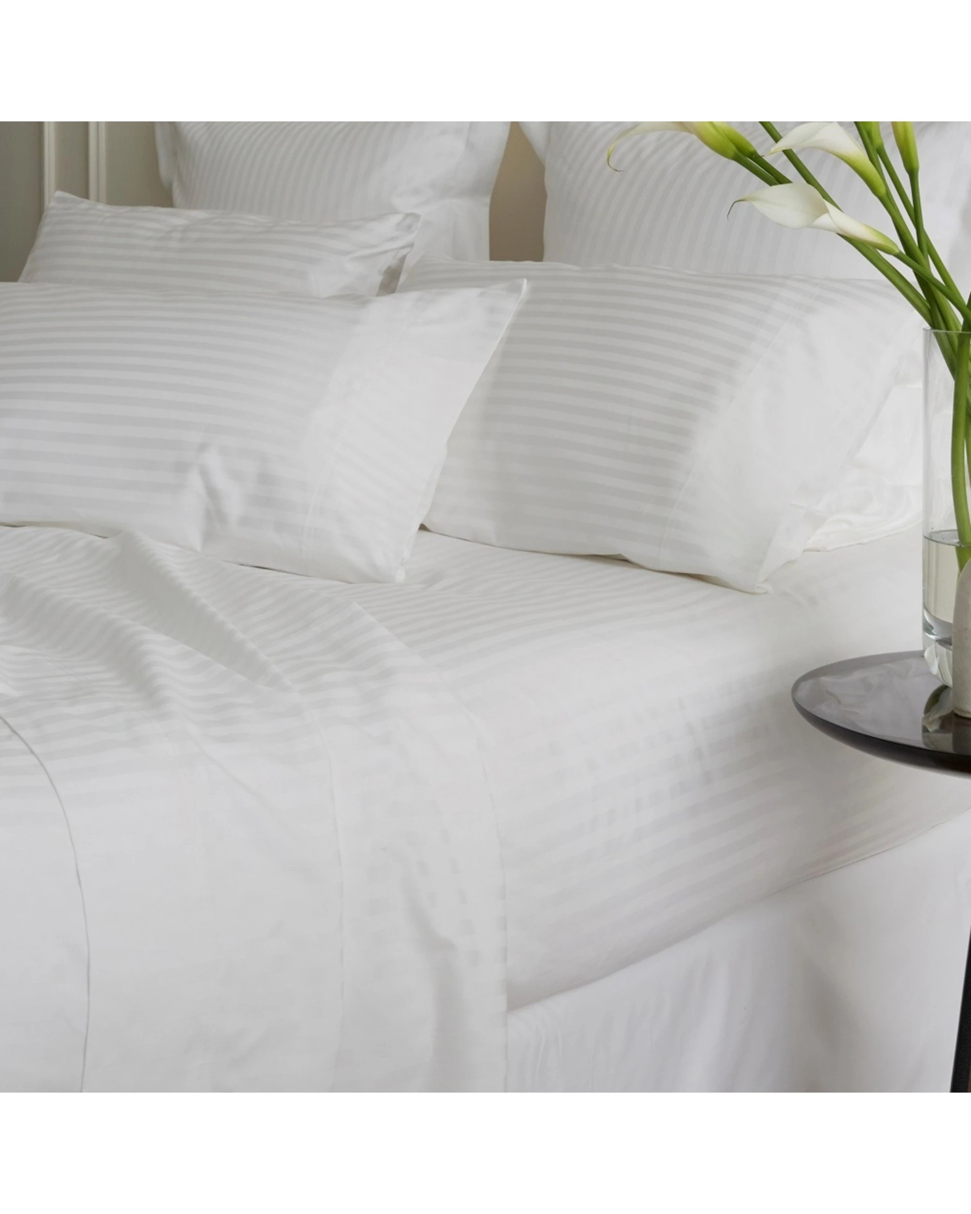 2 Bedding co Sheet Set 1200TC Egyptian Cotton Stripe - Double Bed - White, 2 of 4