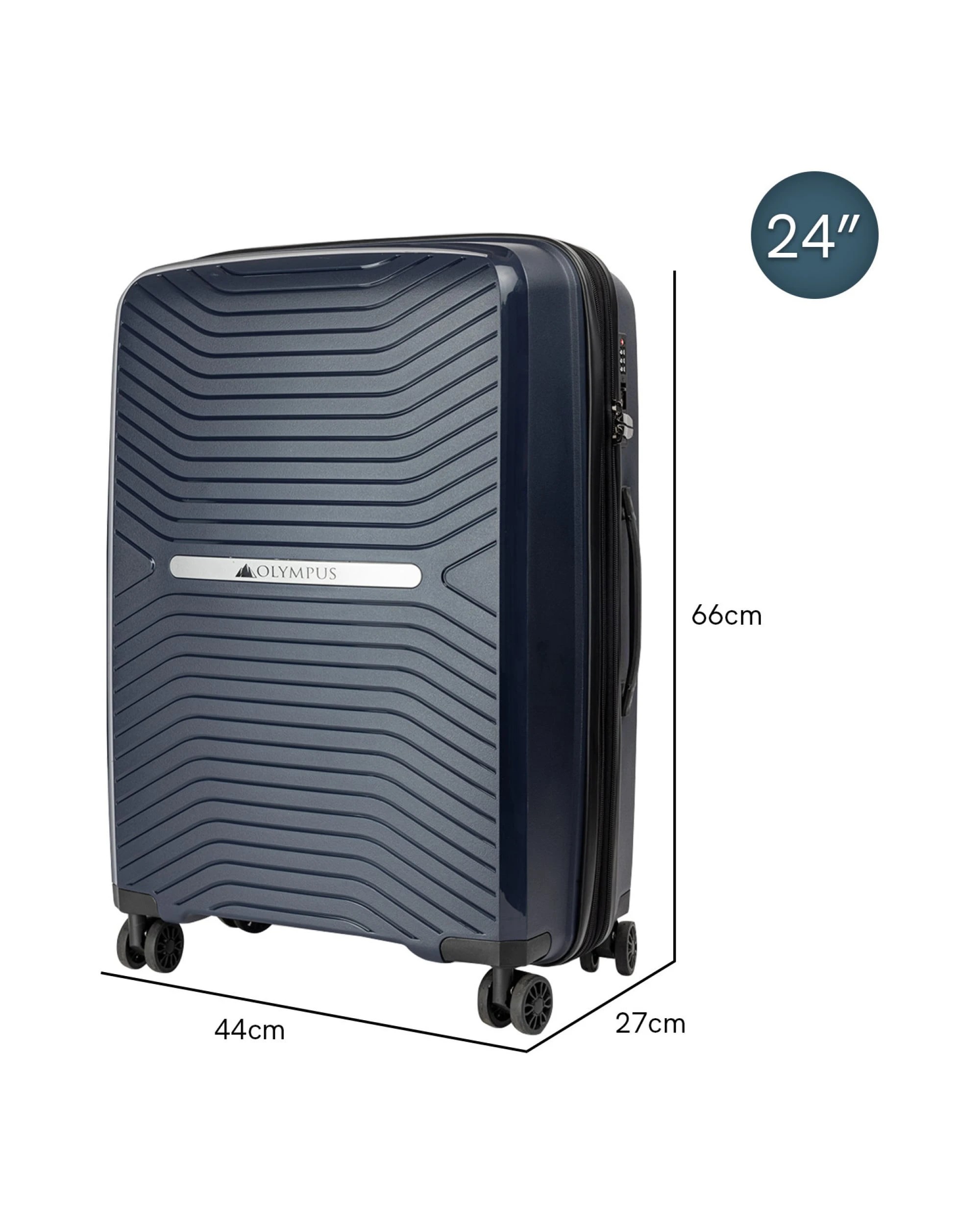 3 Olympus Astra 24in Lightweight Hard Shell Suitcase - Blue, 3 of 9