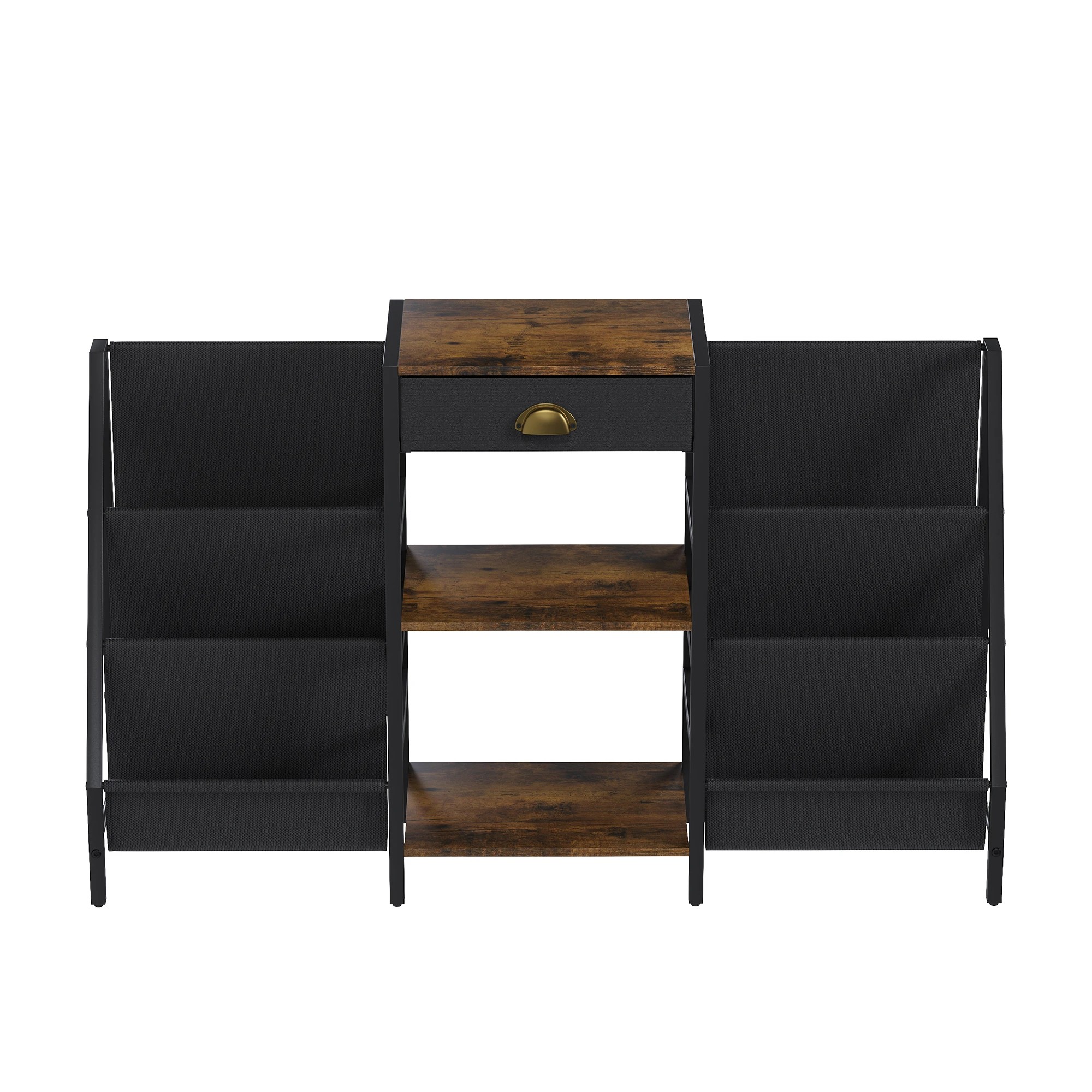3 Advwin Storage Record Player Stand w/6 Pockets and Drawer Record Table Stand Storage Up to 200 Albums, 3 of 10