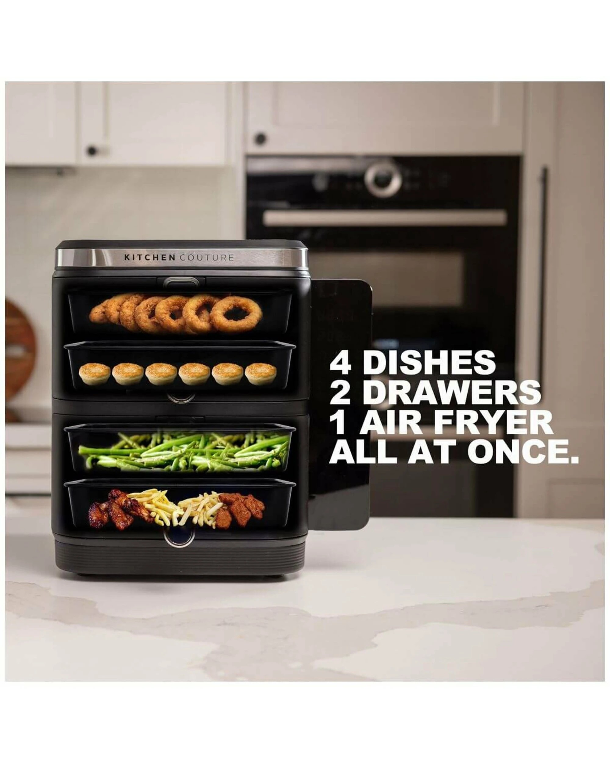 9 Kitchen Couture Vertex 11L Stacked Dual Basket Air Fryer, ClearView, 2200W - Black, 9 of 10