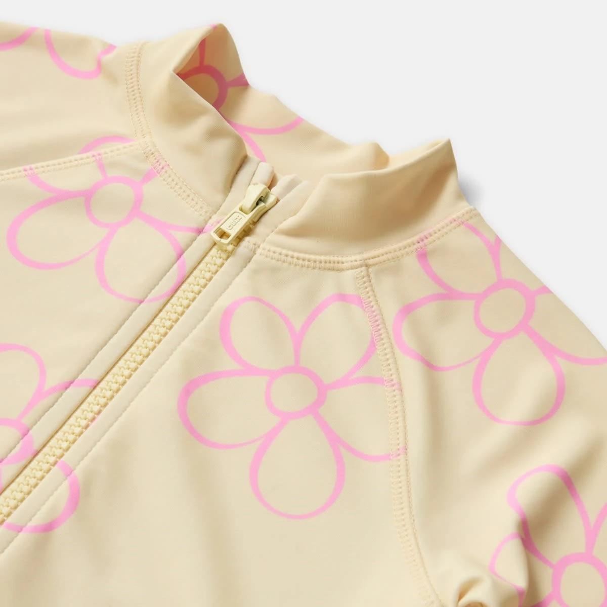 7 Long Sleeve One Piece Swimsuit OUTLINED DAISY BUTTER CREAM, 7 of 7