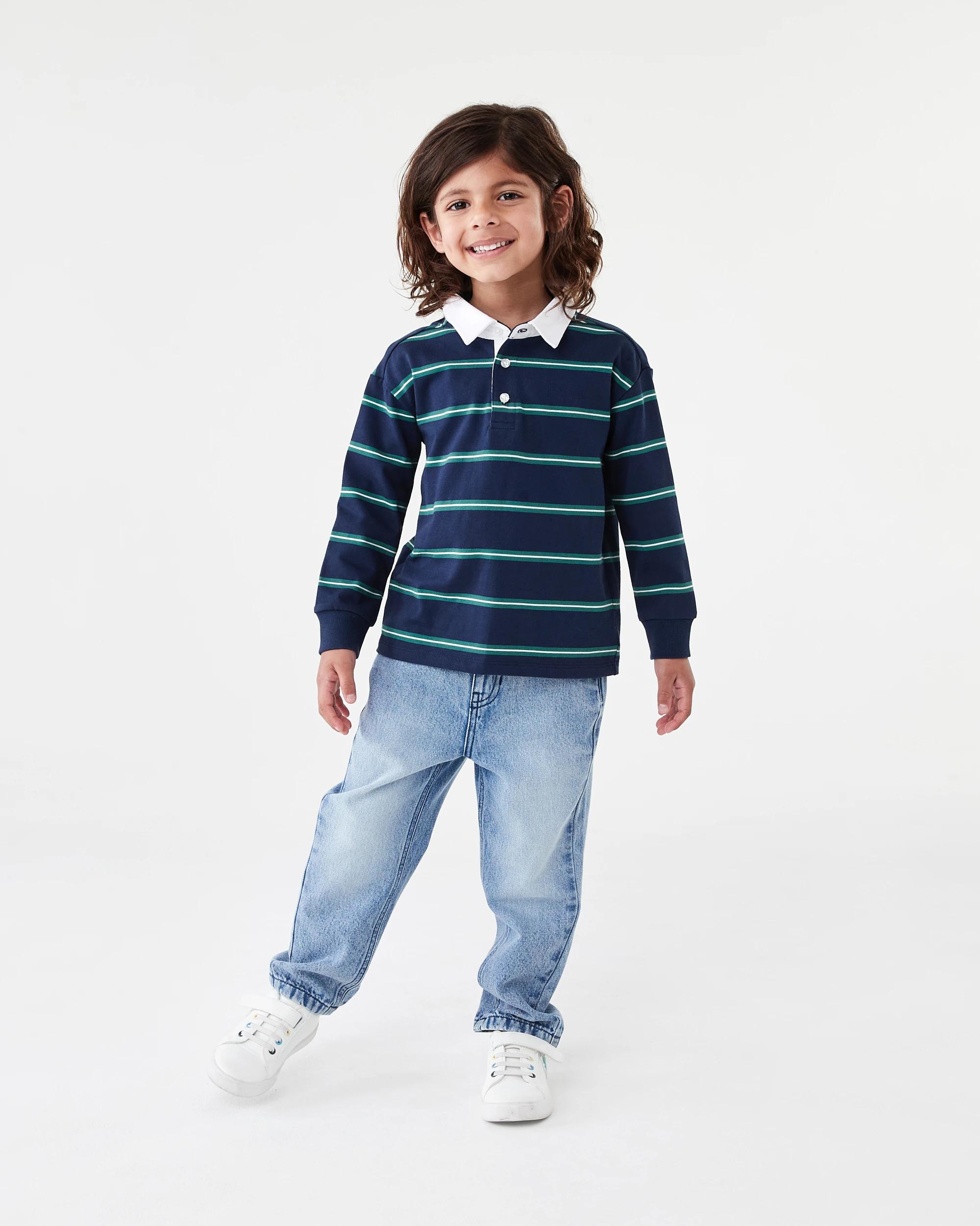 6 Long Sleeve Stripe Rugby T-shirt Blu Stripe, 6 of 7