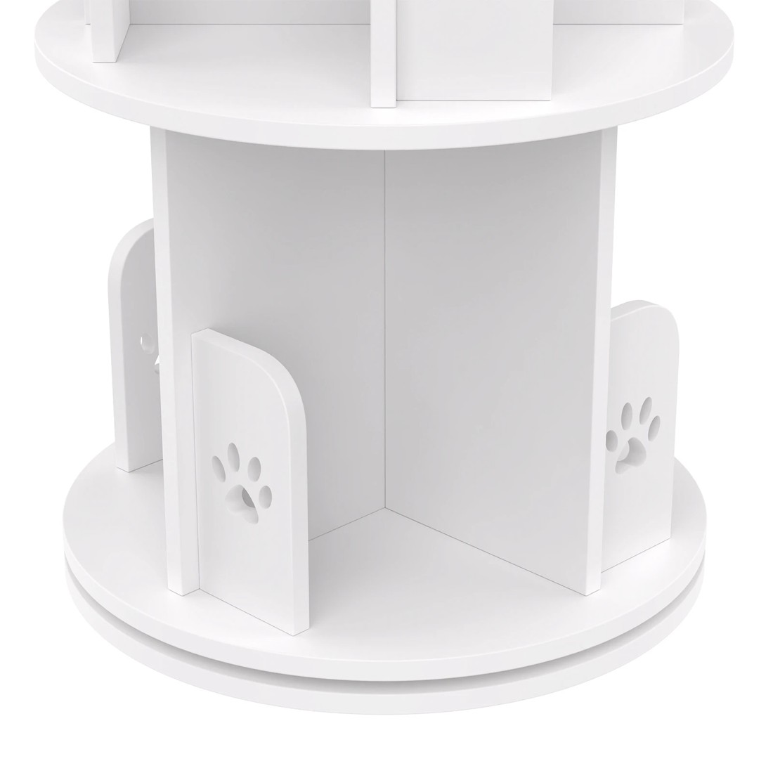 4 Advwin Rotating Bookshelf 2-Tier Wooden Bookcase Small Corner Standing Display Shelf Organizer - White, 4 of 8