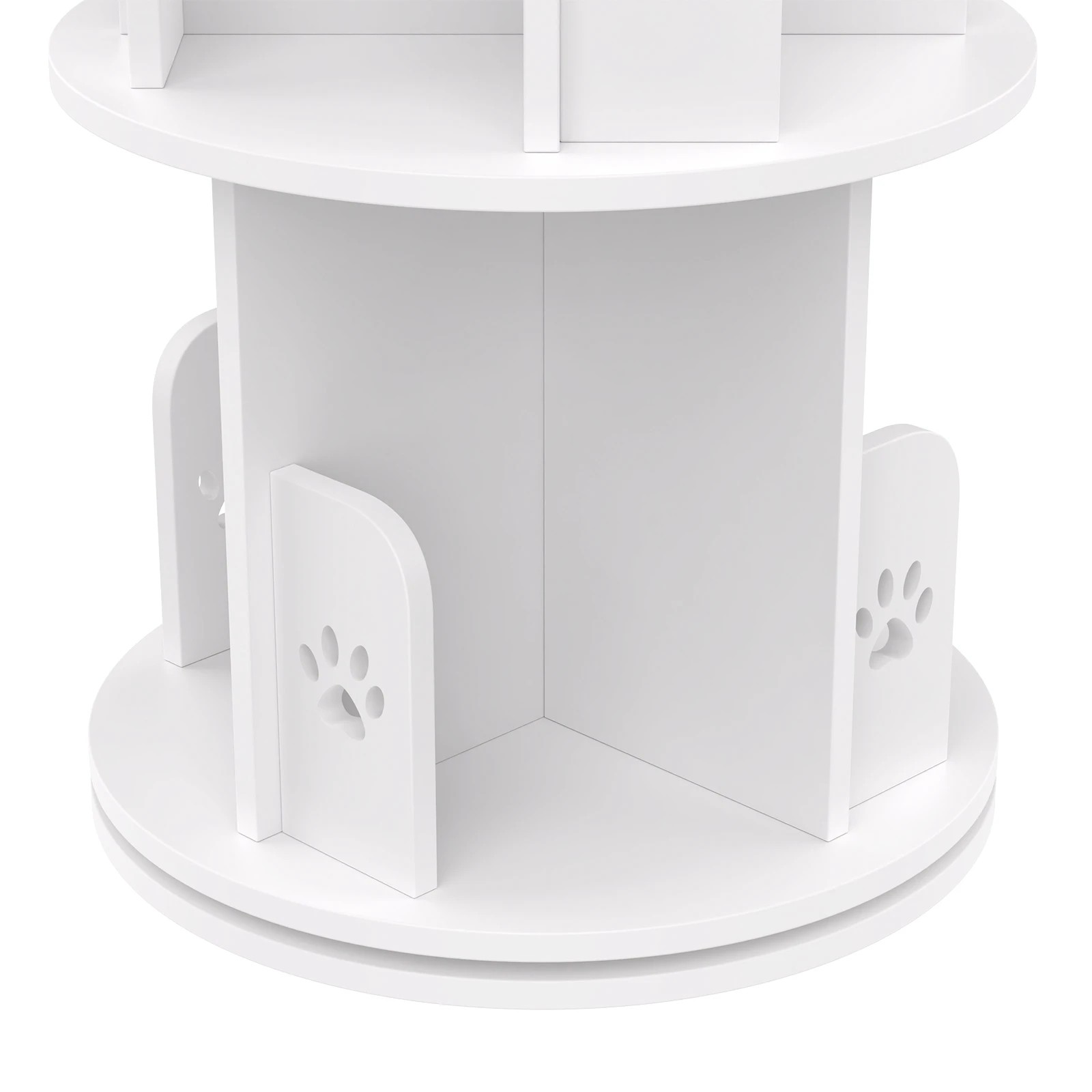 4 Advwin Rotating Bookshelf 2-Tier Wooden Bookcase Small Corner Standing Display Shelf Organizer - White, 4 of 8