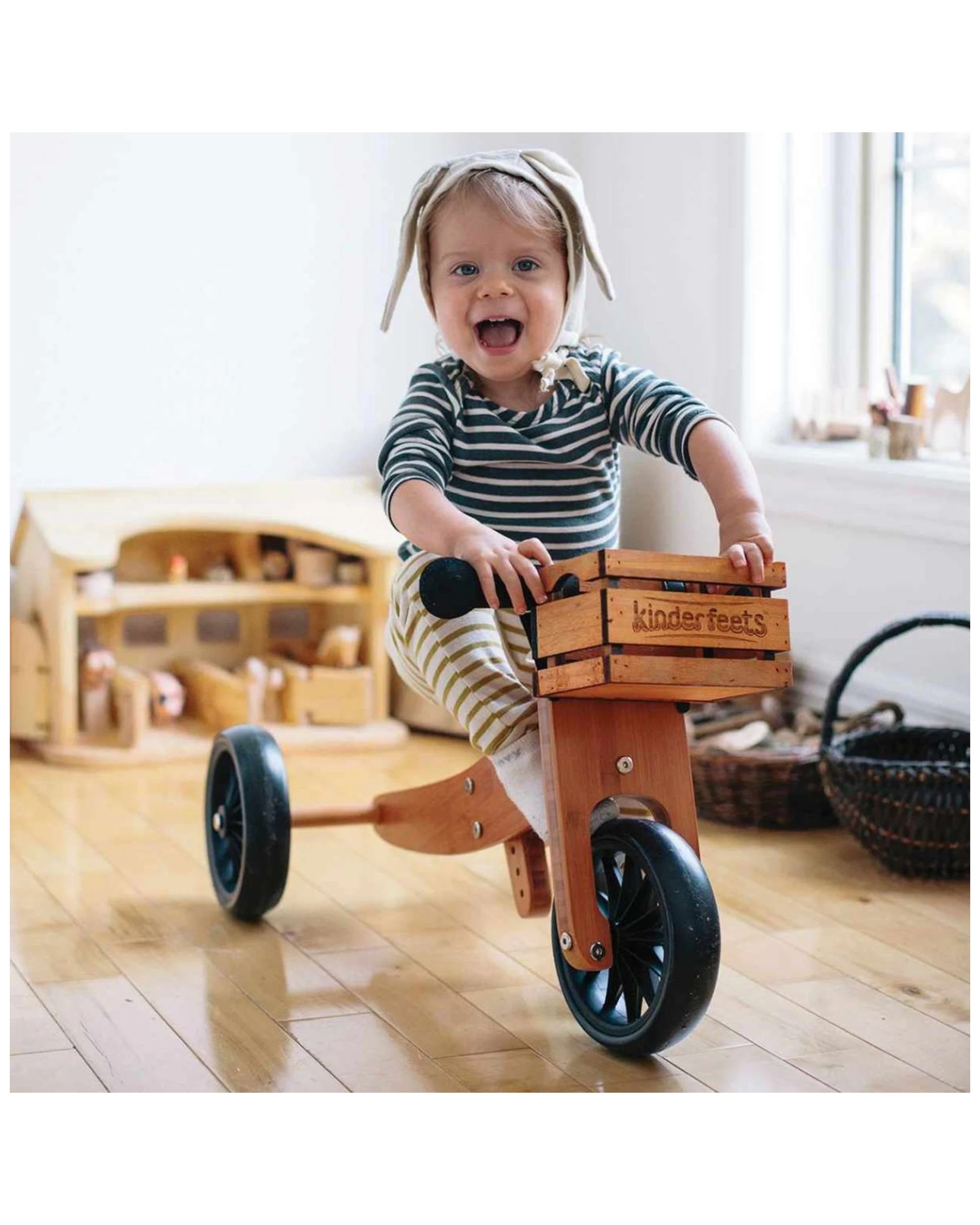7 Kinderfeets Tiny Tot Plus Bamboo Balance Bike And Trike Kids Ride On Toy 18 Months Plus - Brown, 7 of 9