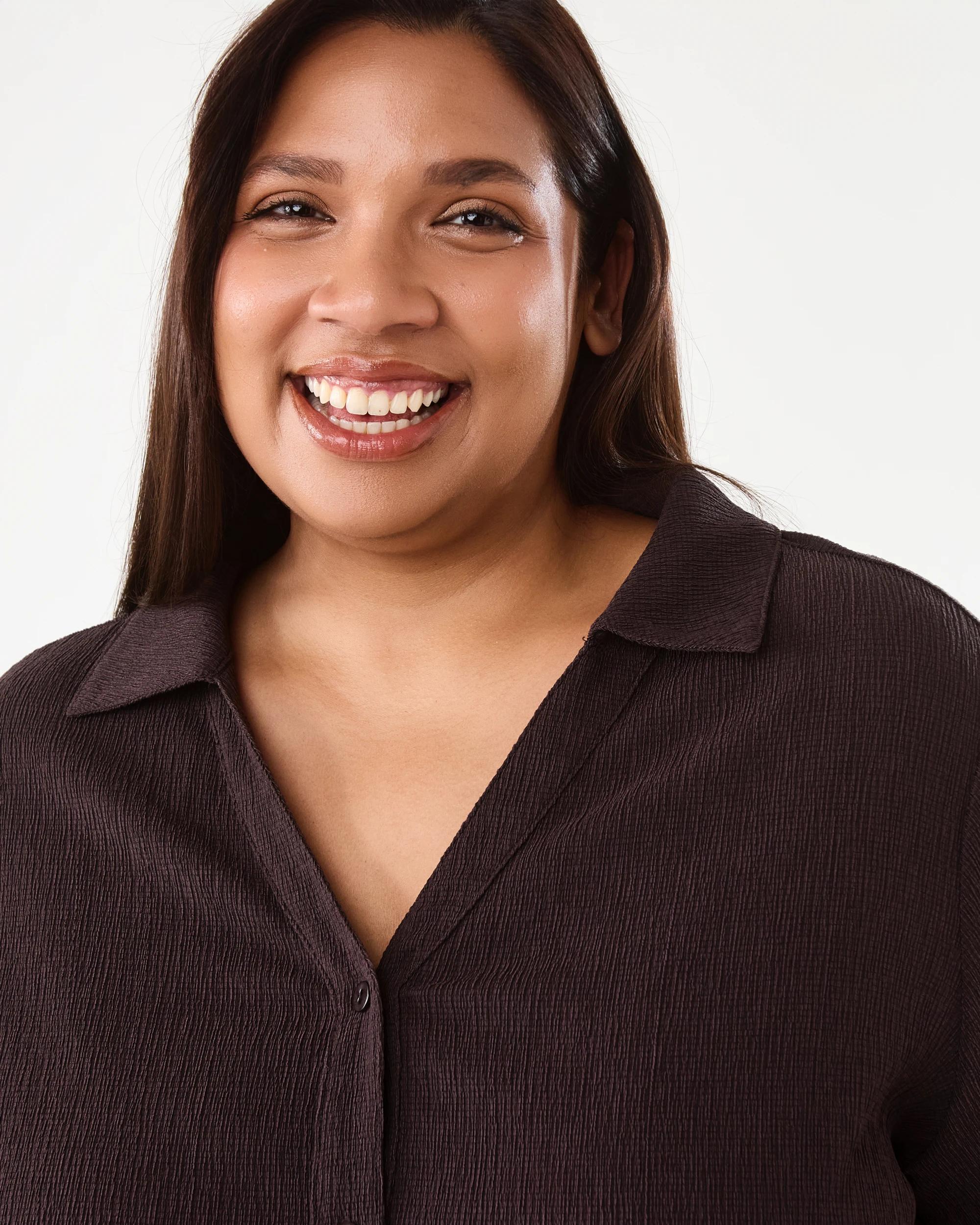 4 Curve Short Sleeve Texture Shirt Choc Plum, 4 of 6