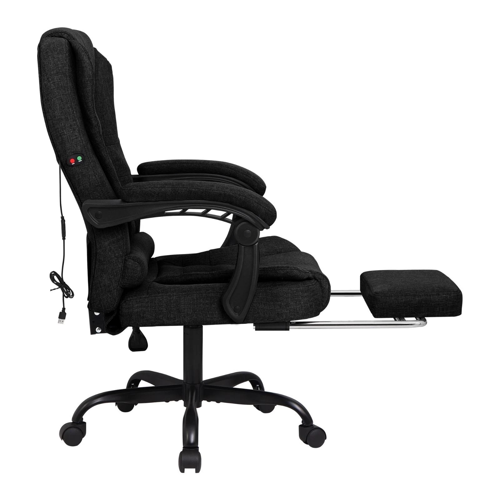 3 Alfordson Massage Office Chair Footrest Executive Gaming Racing Fabric Seat - Black, 3 of 10